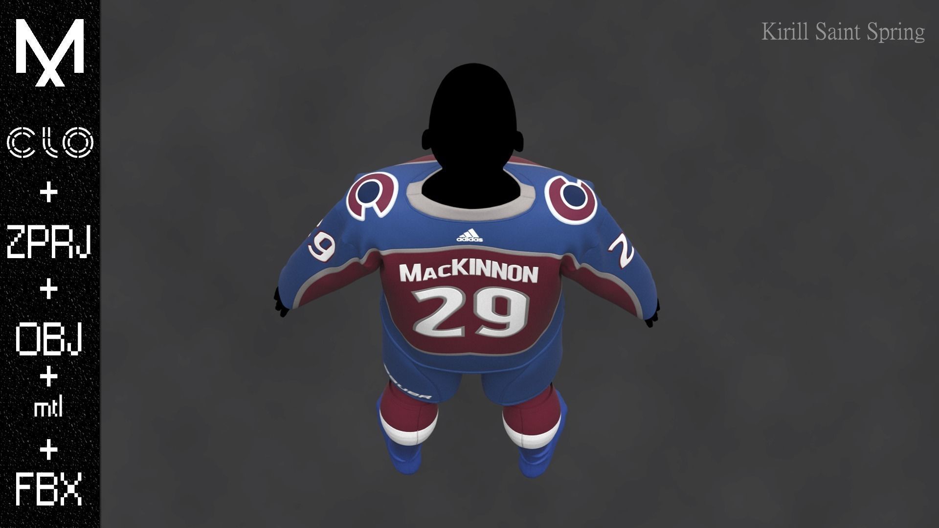 Hockey form Colorado Marvelous designer Clo3d OBJ mtl FBX ZPRJ 3D model_8