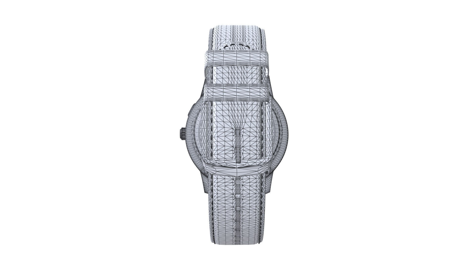 Hybrid Smartwatch with Blue Low-poly 3D model_6