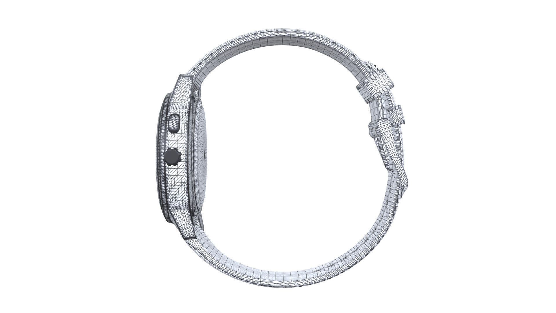 Hybrid Smartwatch with Blue Low-poly 3D model_8