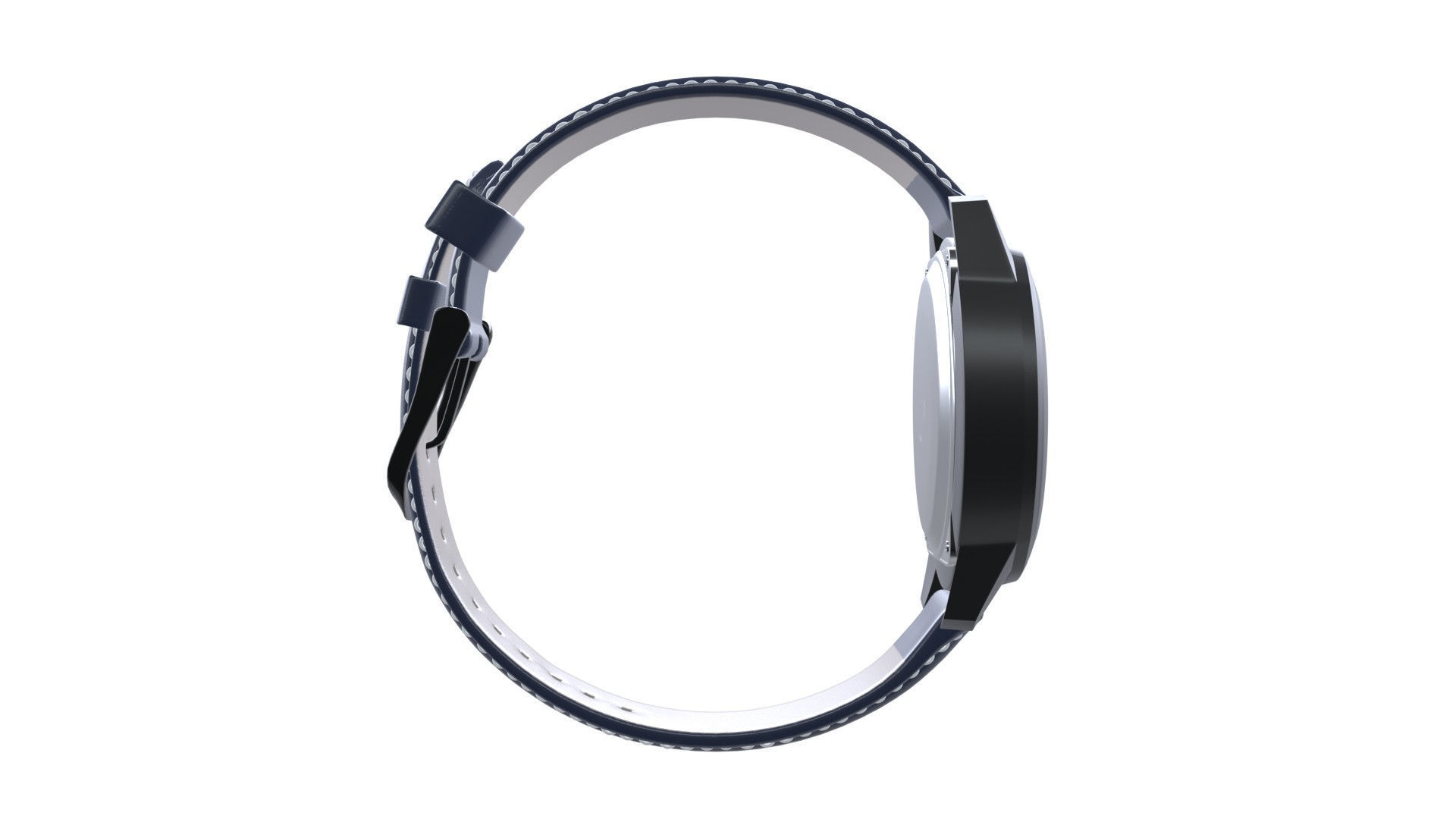 Hybrid Smartwatch with Blue Low-poly 3D model_4