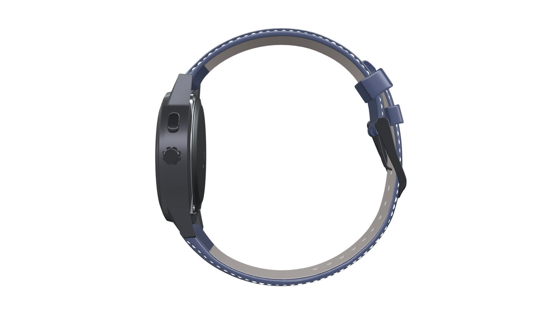 Hybrid Smartwatch with Blue Low-poly 3D model_3