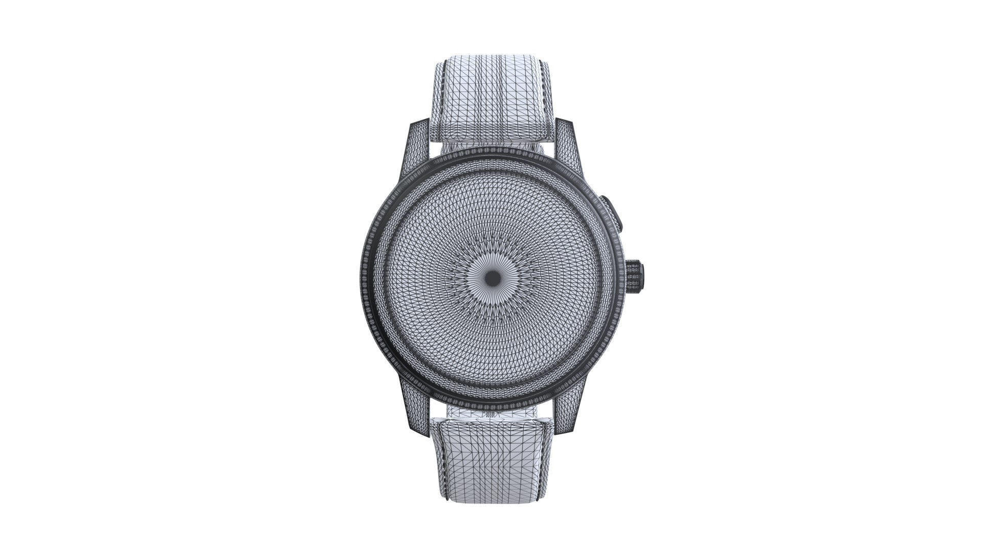 Hybrid Smartwatch with Blue Low-poly 3D model_5