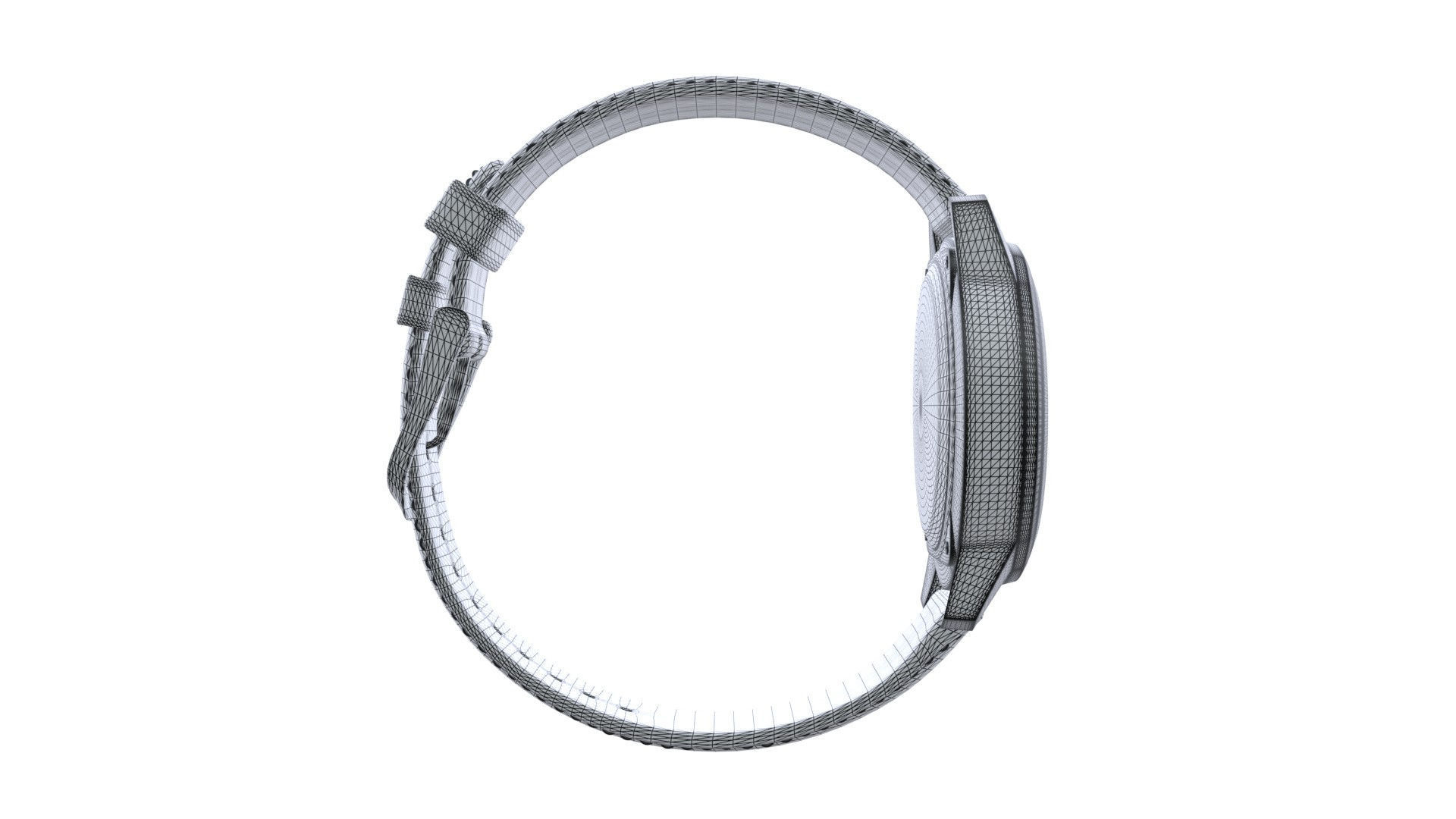 Hybrid Smartwatch with Blue Low-poly 3D model_7