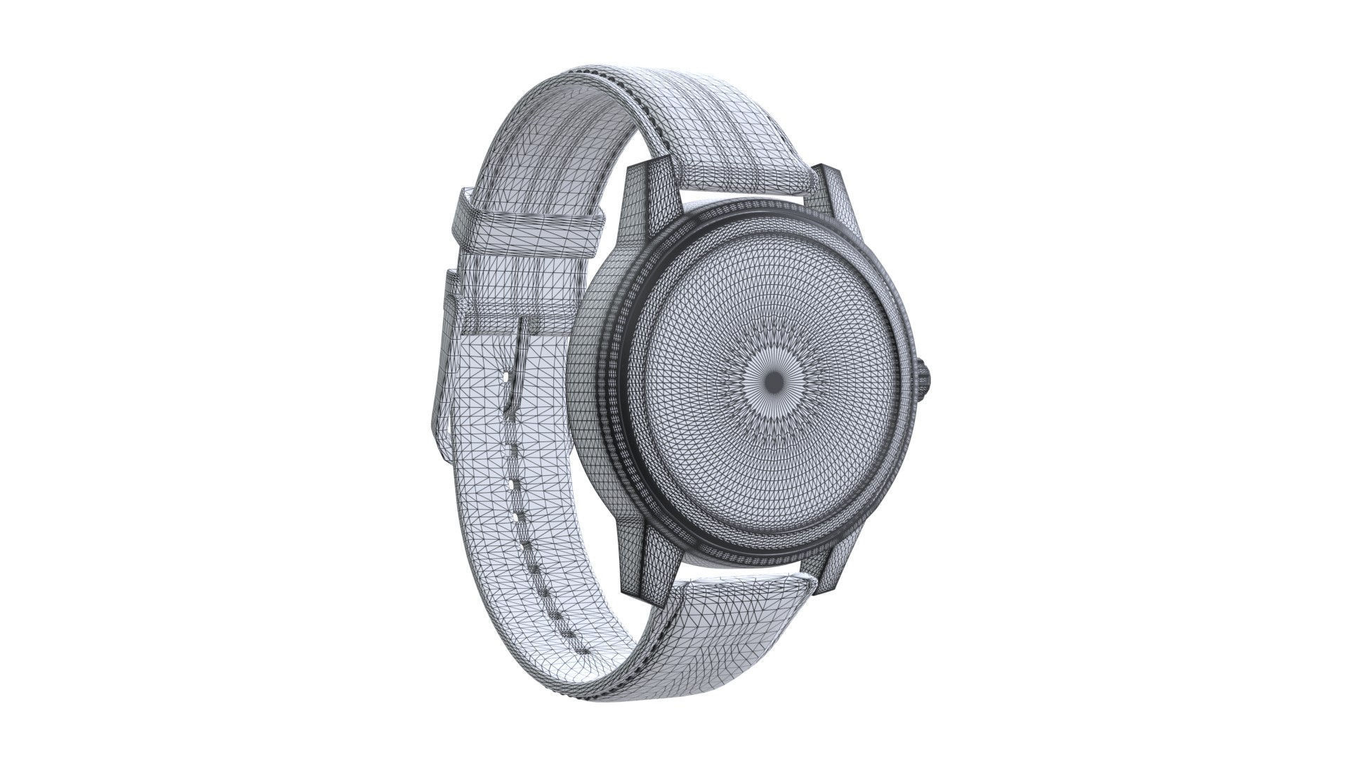 Hybrid Smartwatch with Blue Low-poly 3D model_9