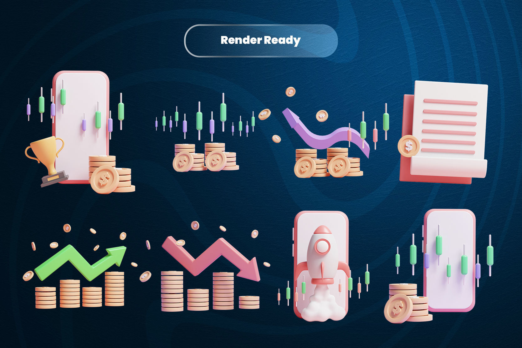 Online Business 3d Illustration  Icon Pack 3D model_1