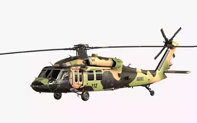 Sikorsky UH-60M and UH-60L Black Hawk US Military Helicopter  Low-poly 3D model