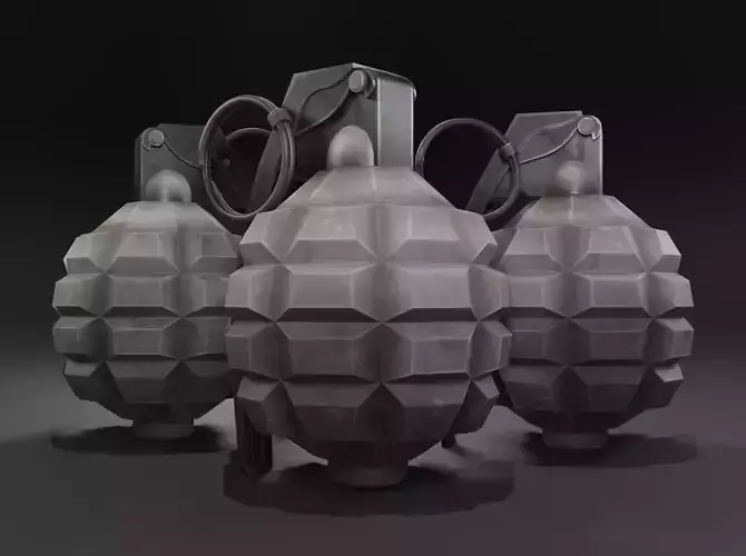 White grenade Low-poly 3D model