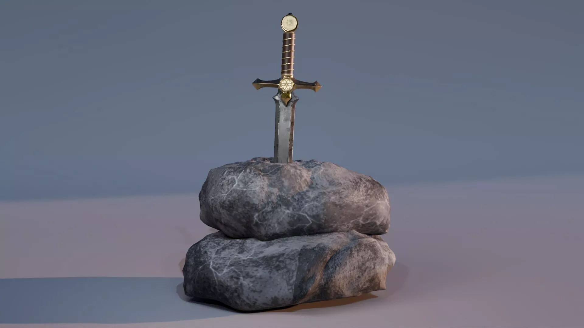 ancient Knight Sword in Stone Free low-poly 3D model