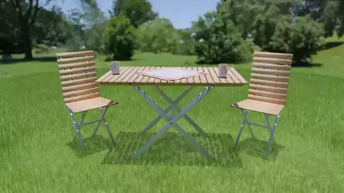 Garden table and chairs for summer scene 2024  3D model