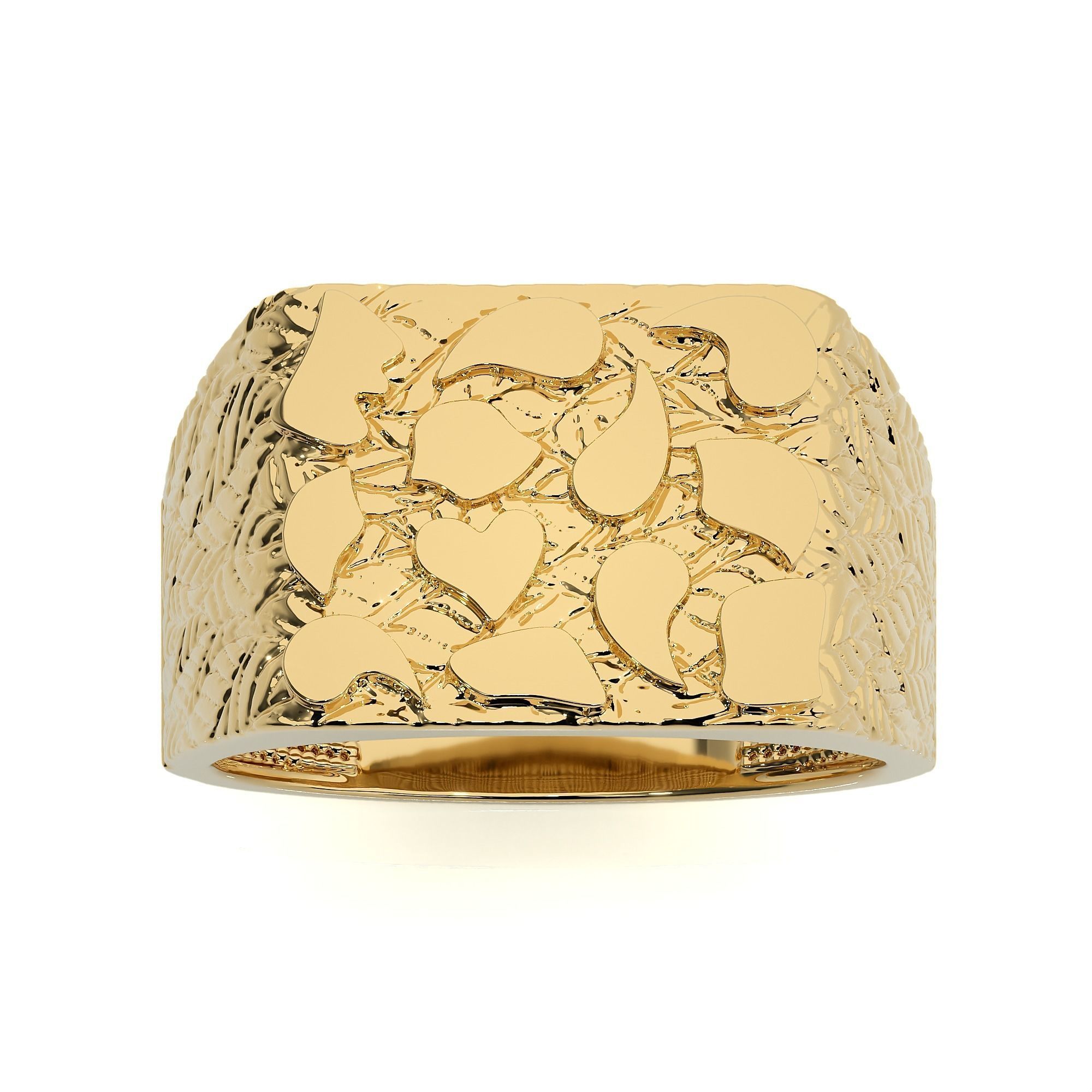 Mens Nugget Gold Ring 3D print model_6