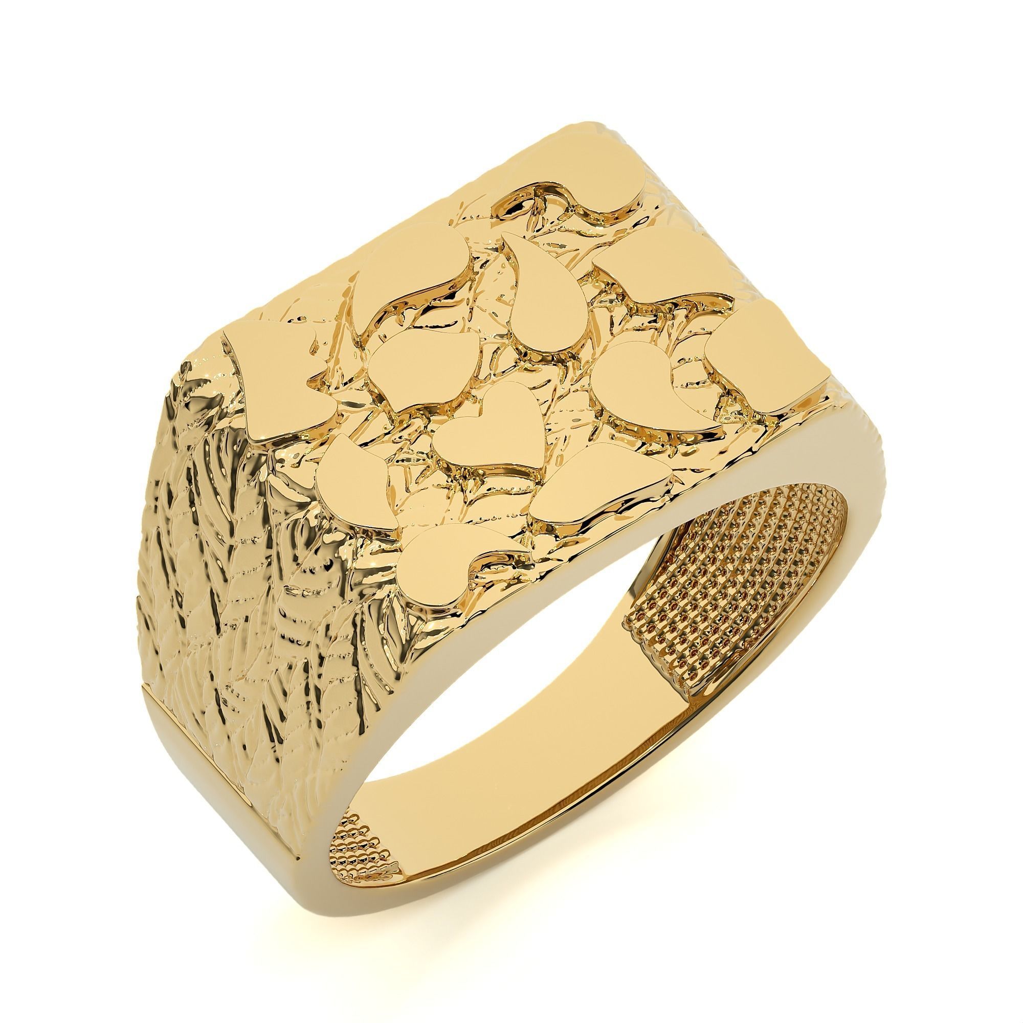 Mens Nugget Gold Ring 3D print model_1