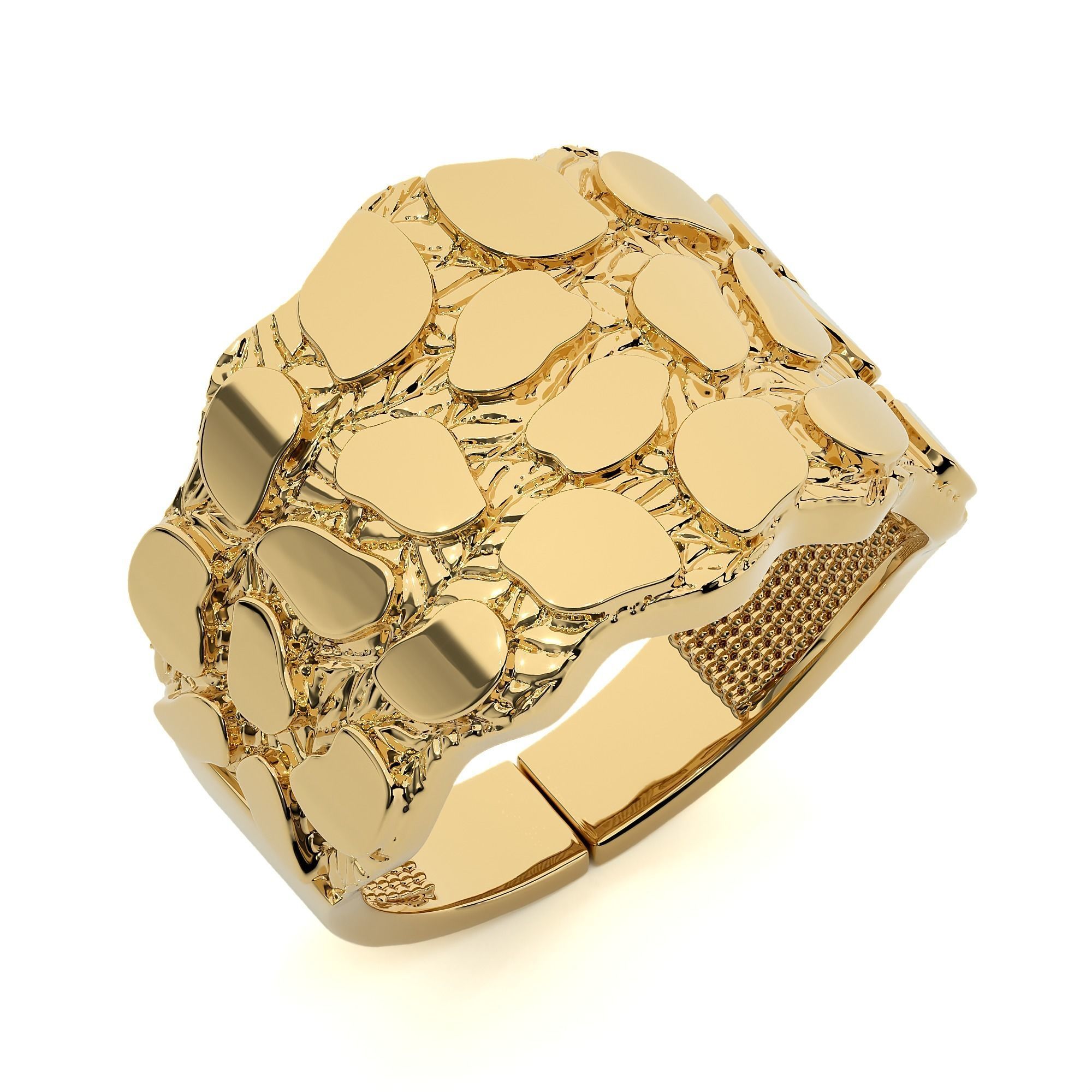 Mens Nugget Gold Ring Sizes 3D print model_2
