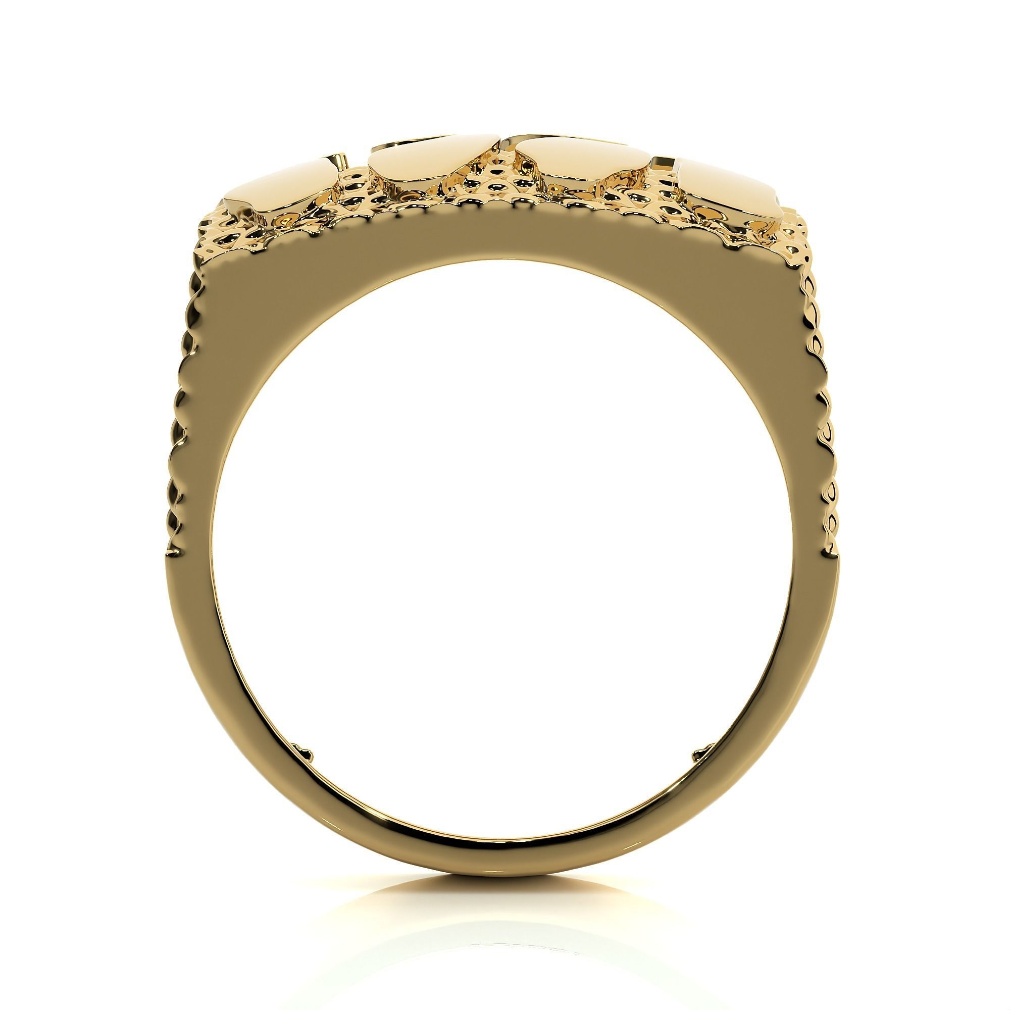 Mens Nugget Gold Ring 3D print model_12