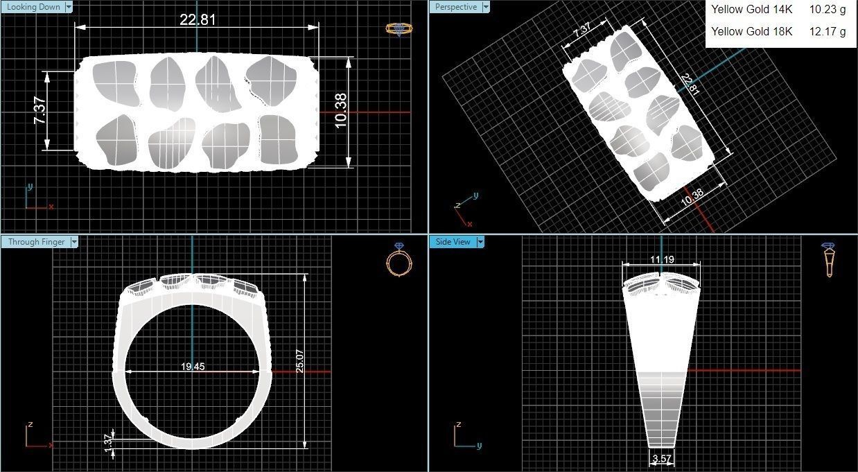 Mens Nugget Gold Ring 3D print model_3