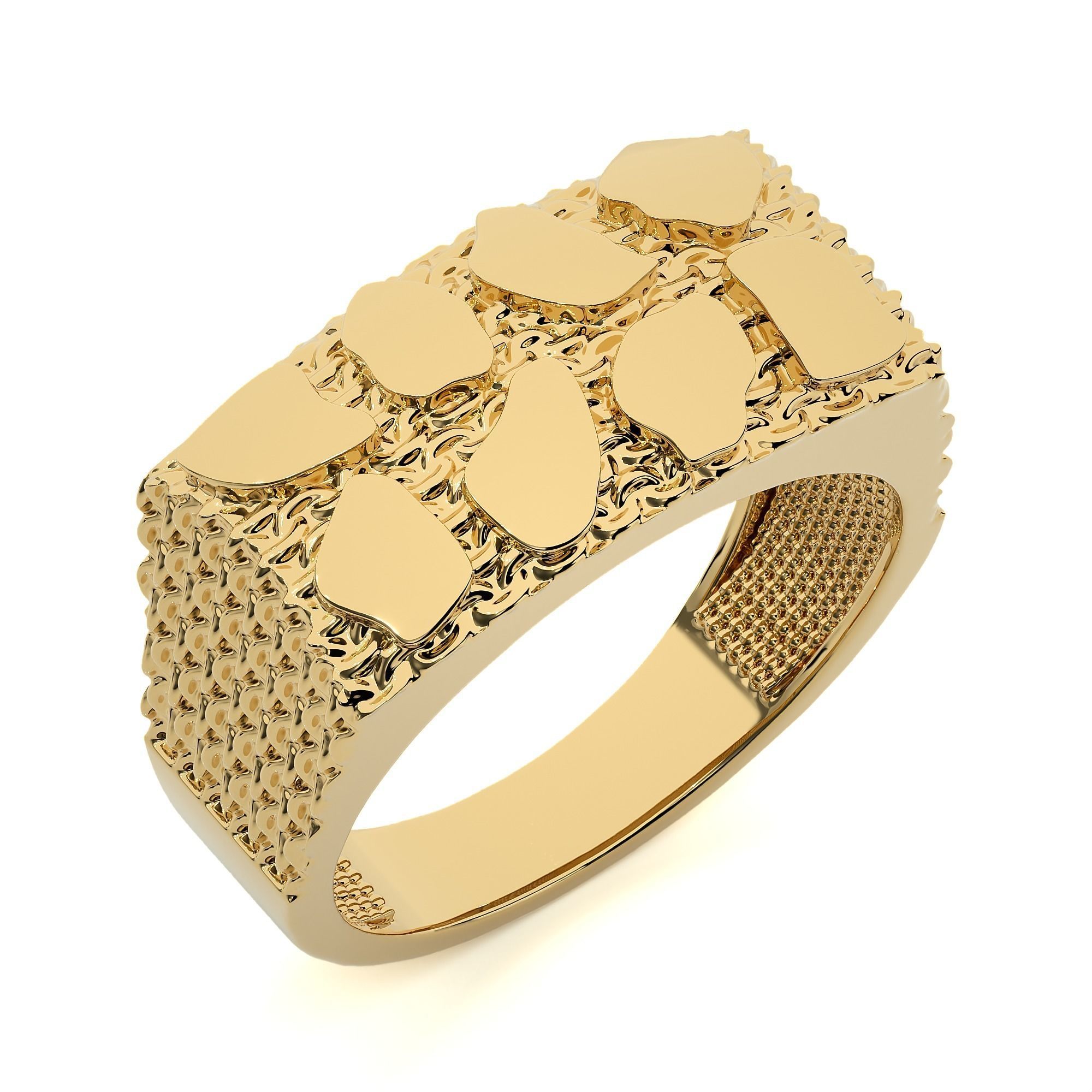 Mens Nugget Gold Ring 3D print model_1