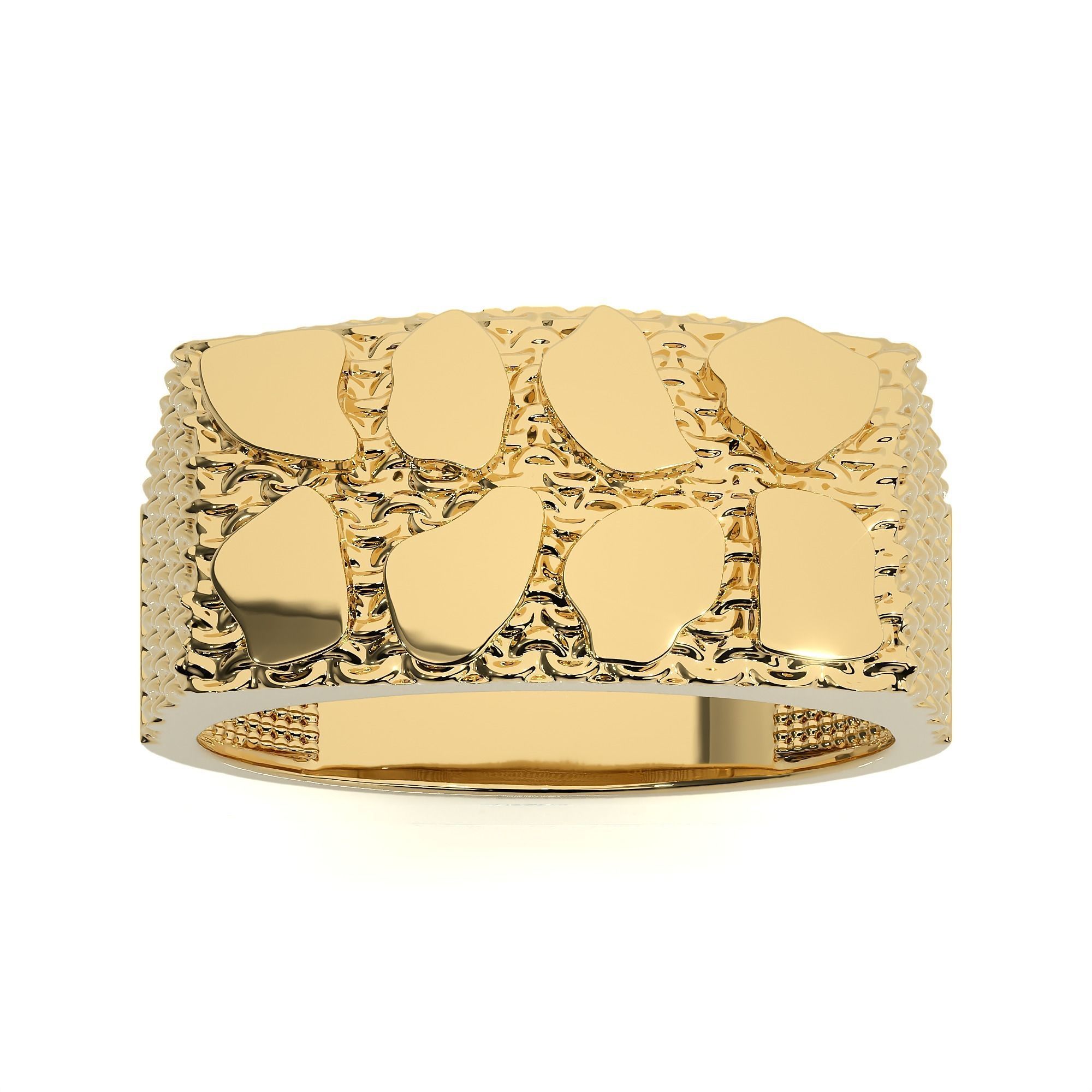 Mens Nugget Gold Ring 3D print model_6