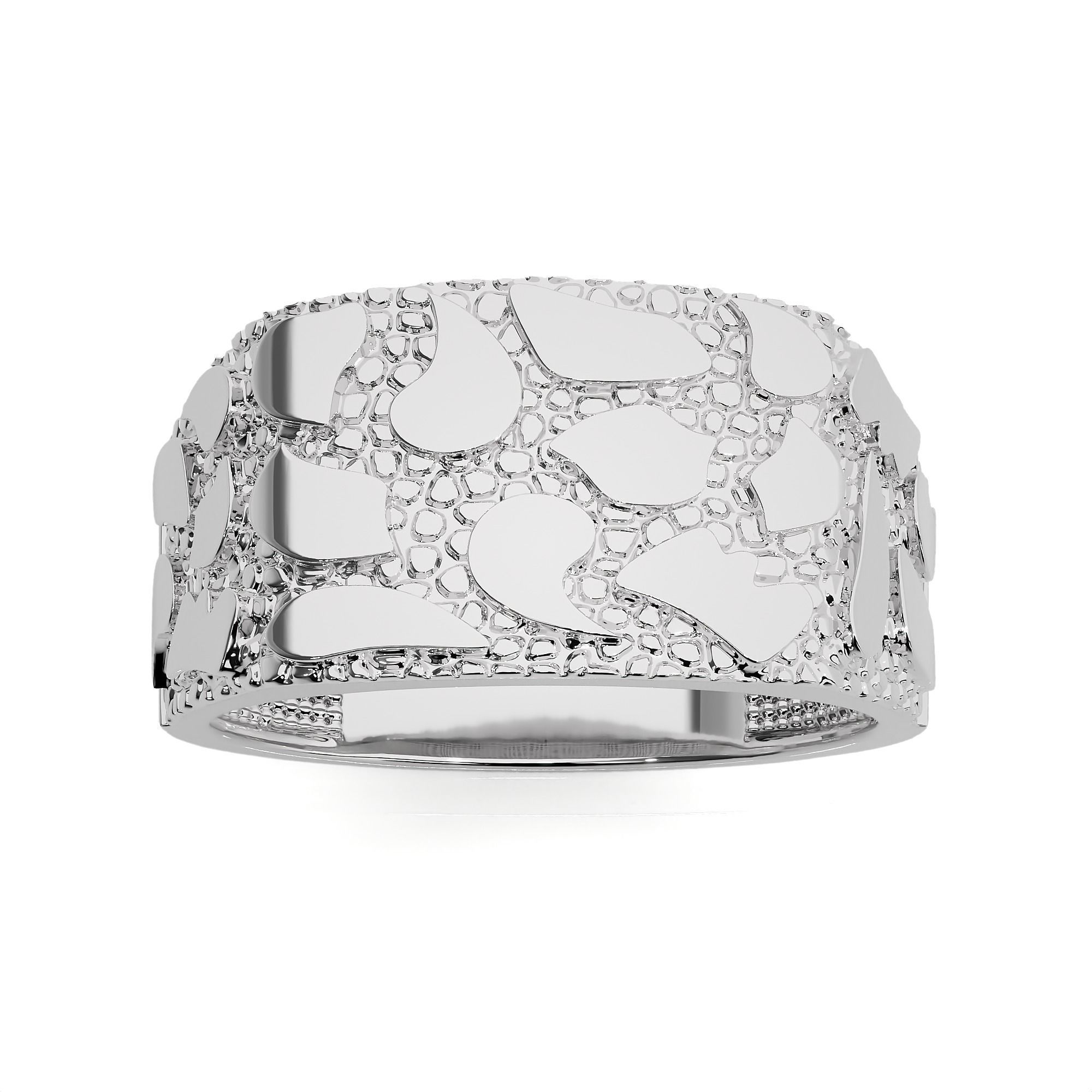 Mens Nugget Gold Ring 3D print model_5