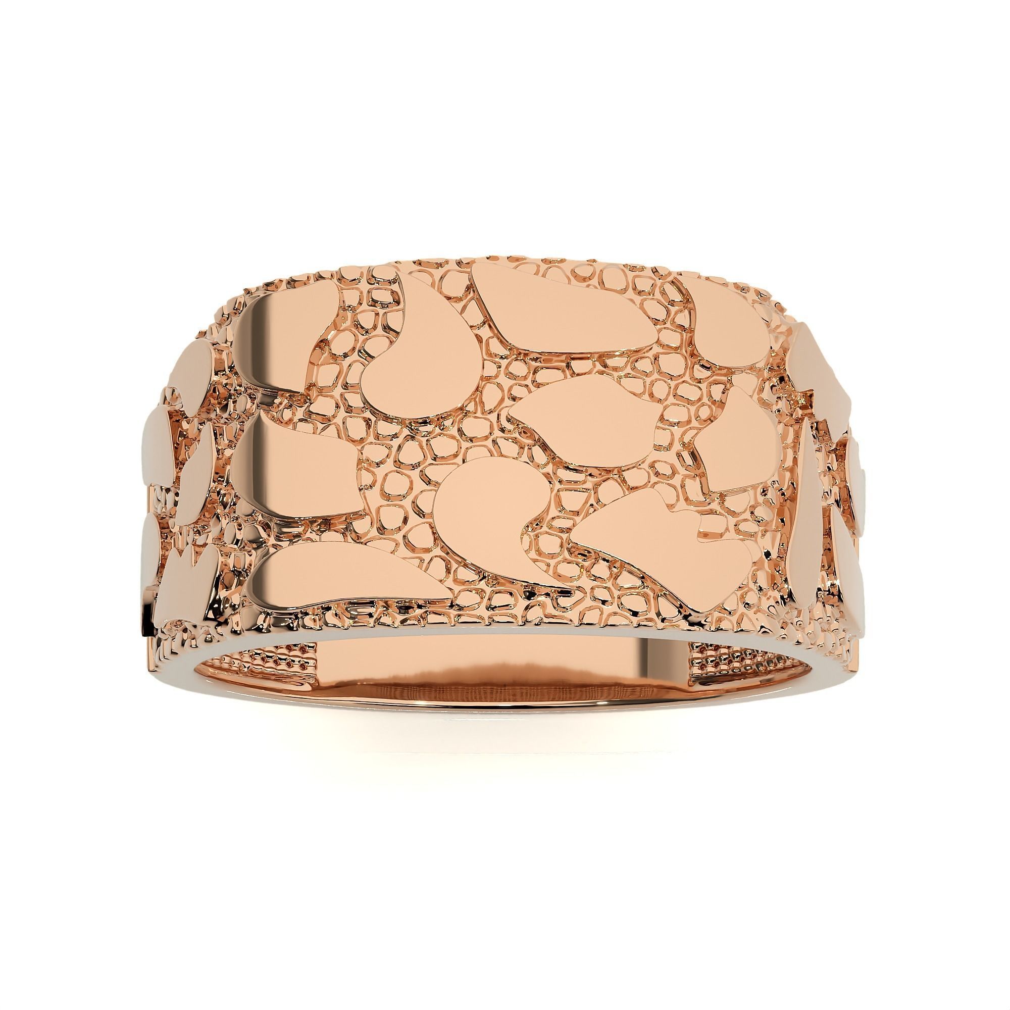 Mens Nugget Gold Ring 3D print model_4