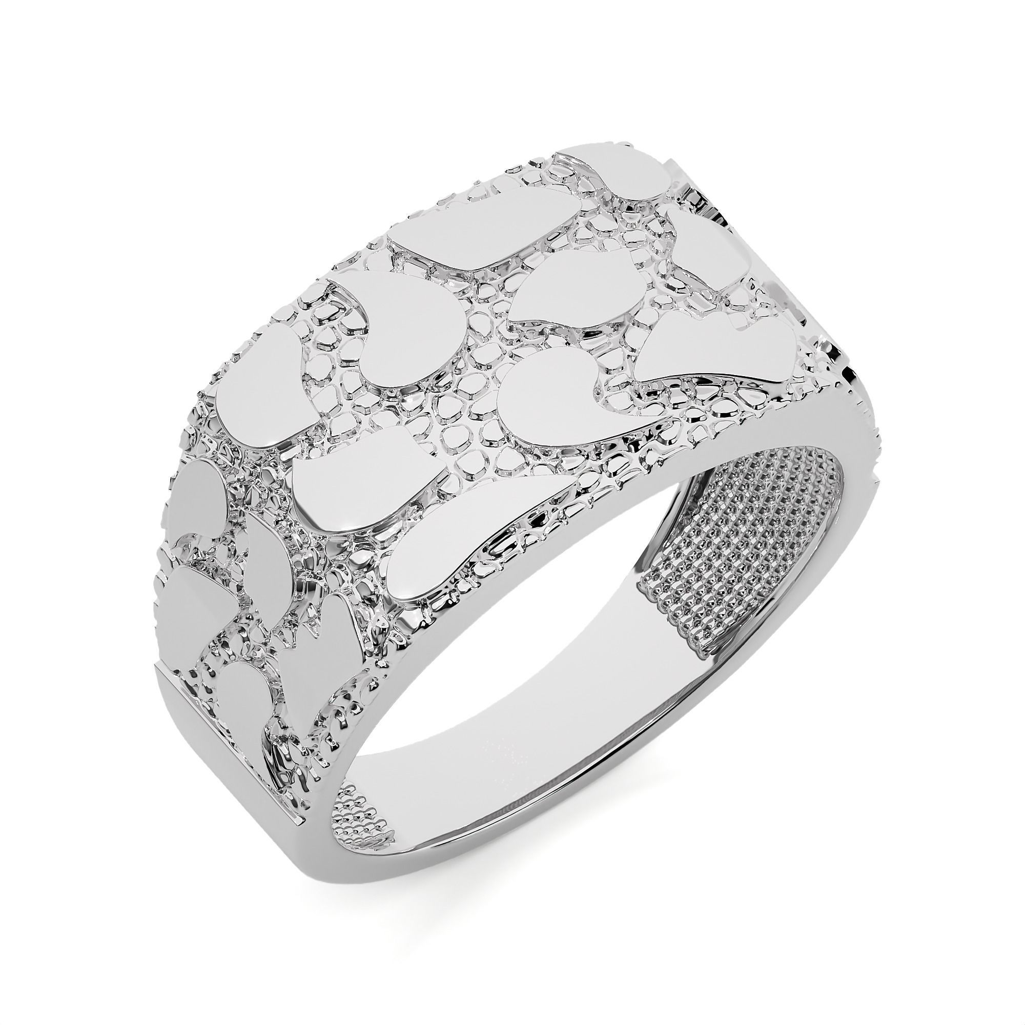 Mens Nugget Gold Ring 3D print model_2