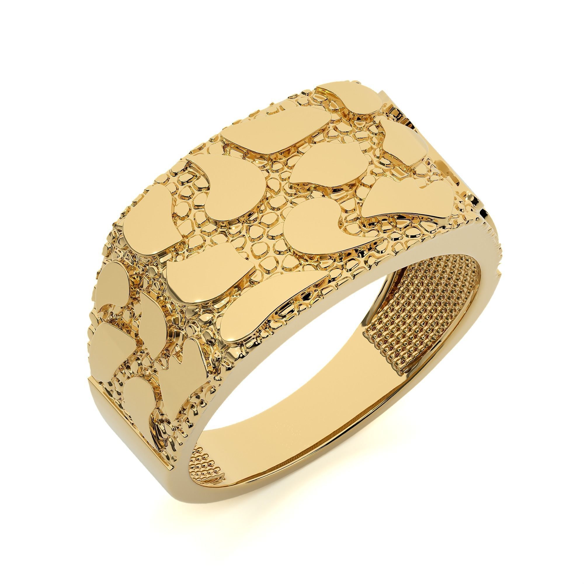 Mens Nugget Gold Ring 3D print model_1