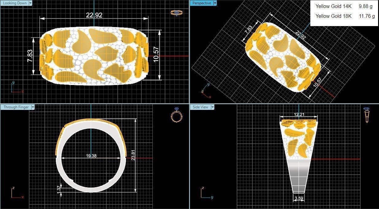 Mens Nugget Gold Ring 3D print model_3