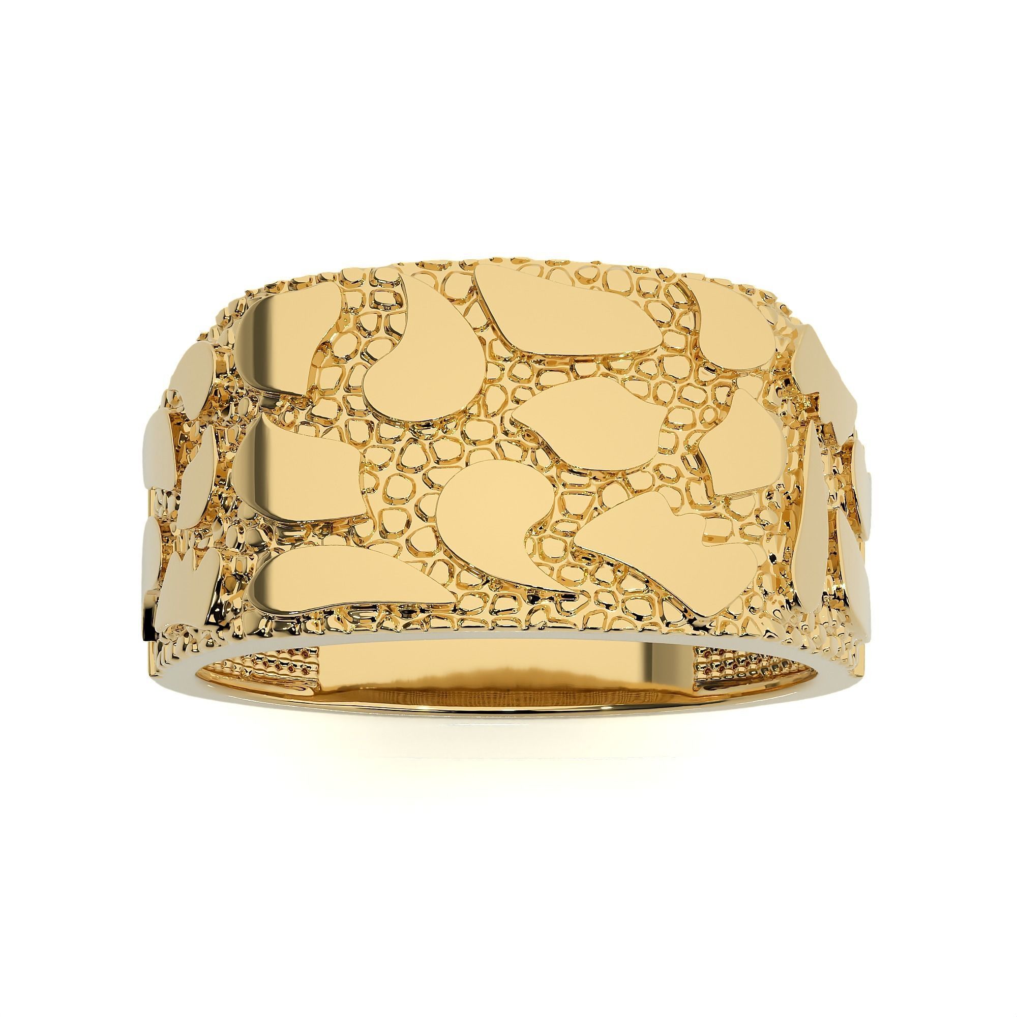 Mens Nugget Gold Ring 3D print model_6