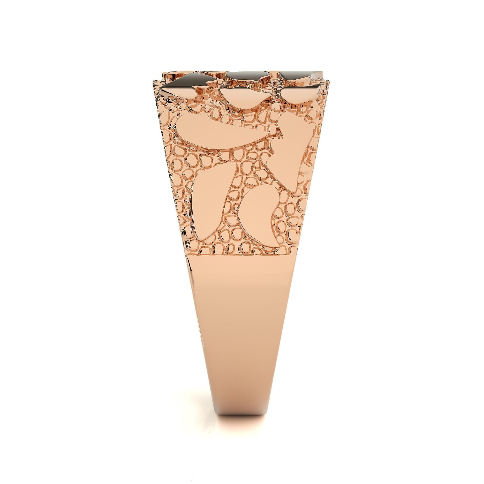 Mens Nugget Gold Ring 3D print model_7