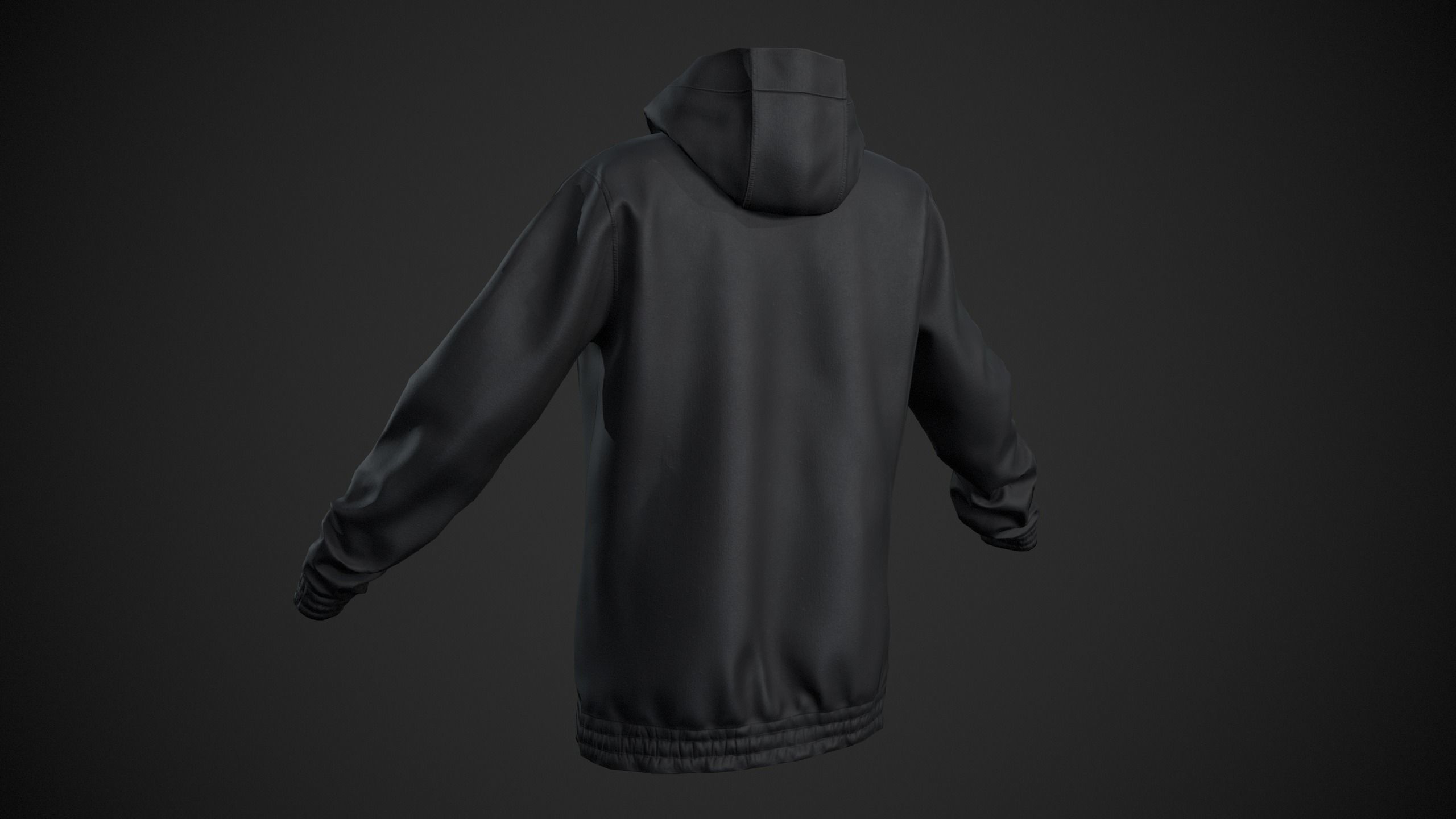 Black Snowboard Hoodie Style 2 Low-poly 3D model_4