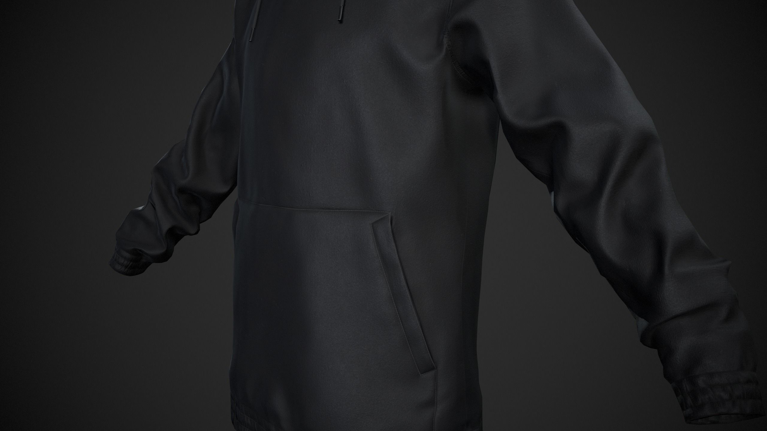 Black Snowboard Hoodie Style 2 Low-poly 3D model_5