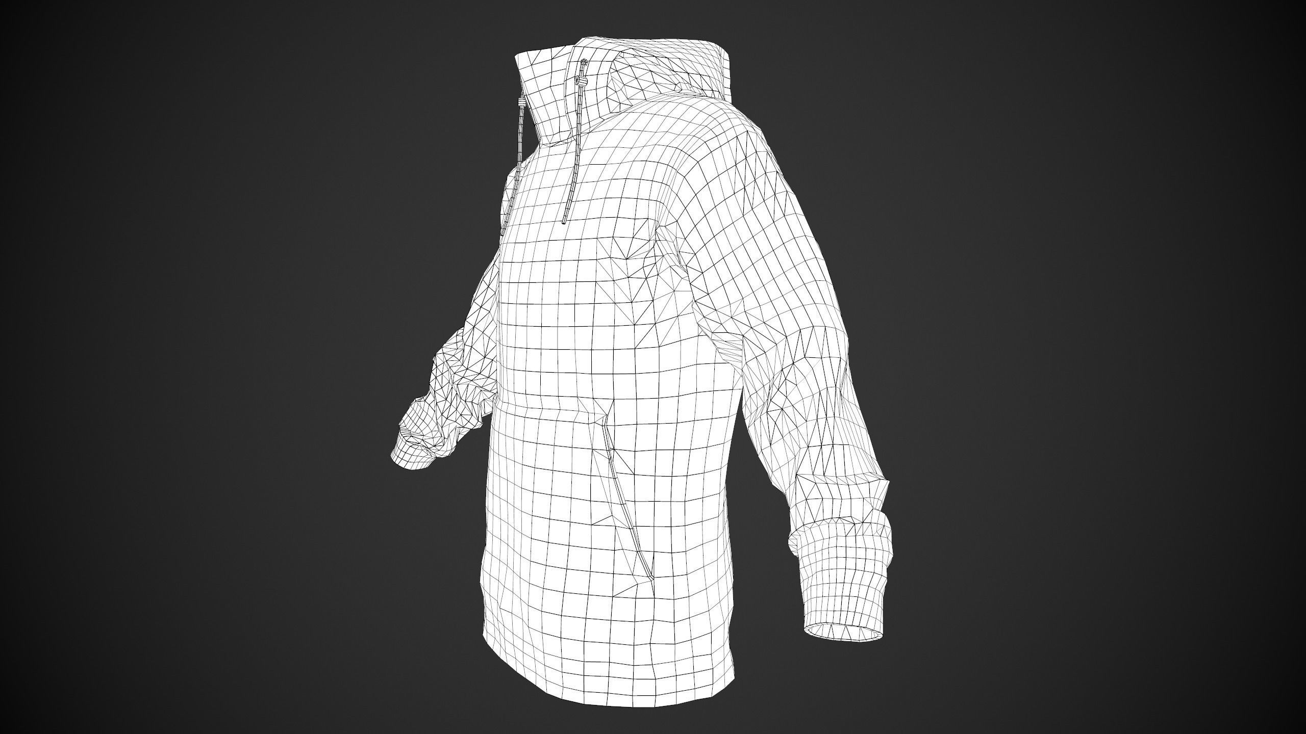 Black Snowboard Hoodie Style 2 Low-poly 3D model_12