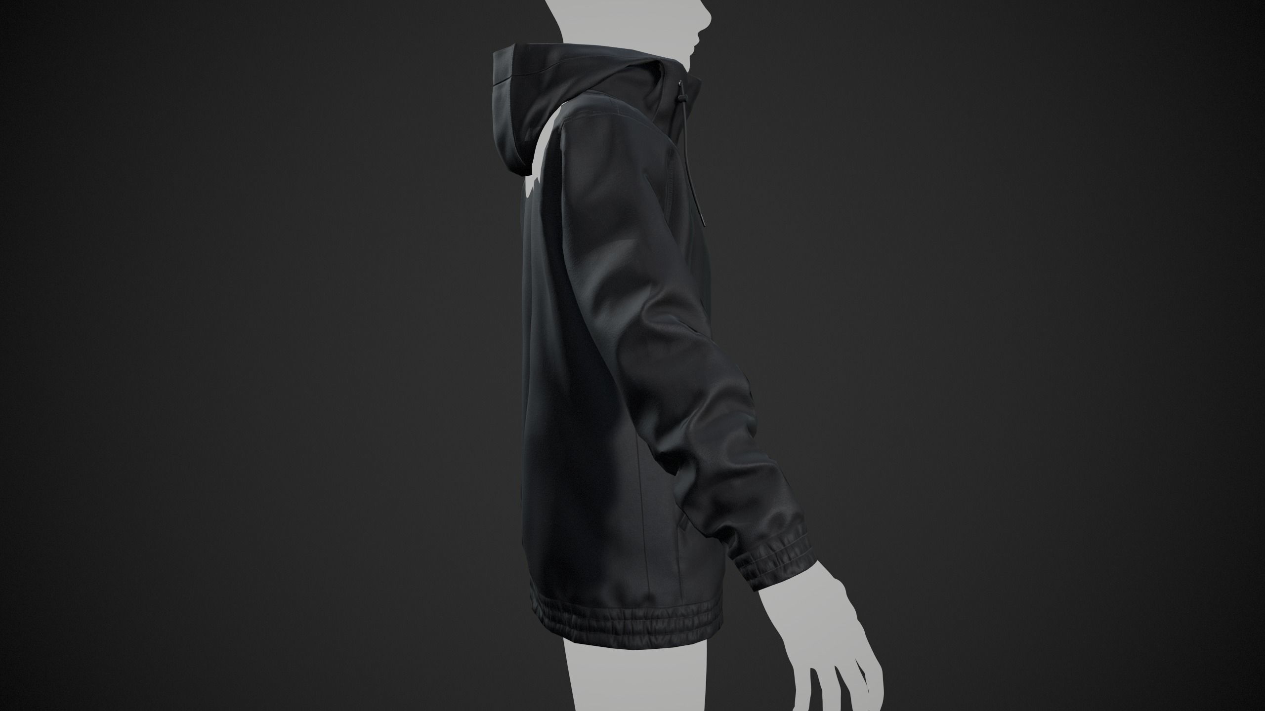 Black Snowboard Hoodie Style 2 Low-poly 3D model_3