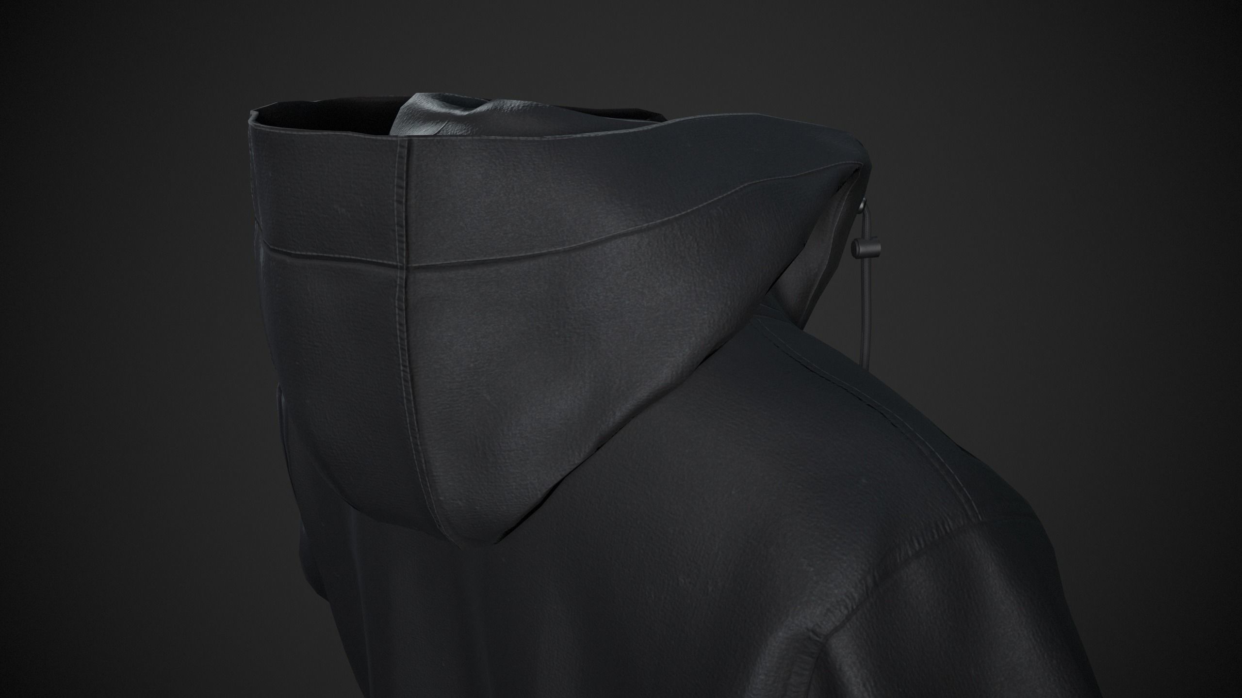 Black Snowboard Hoodie Style 2 Low-poly 3D model_7