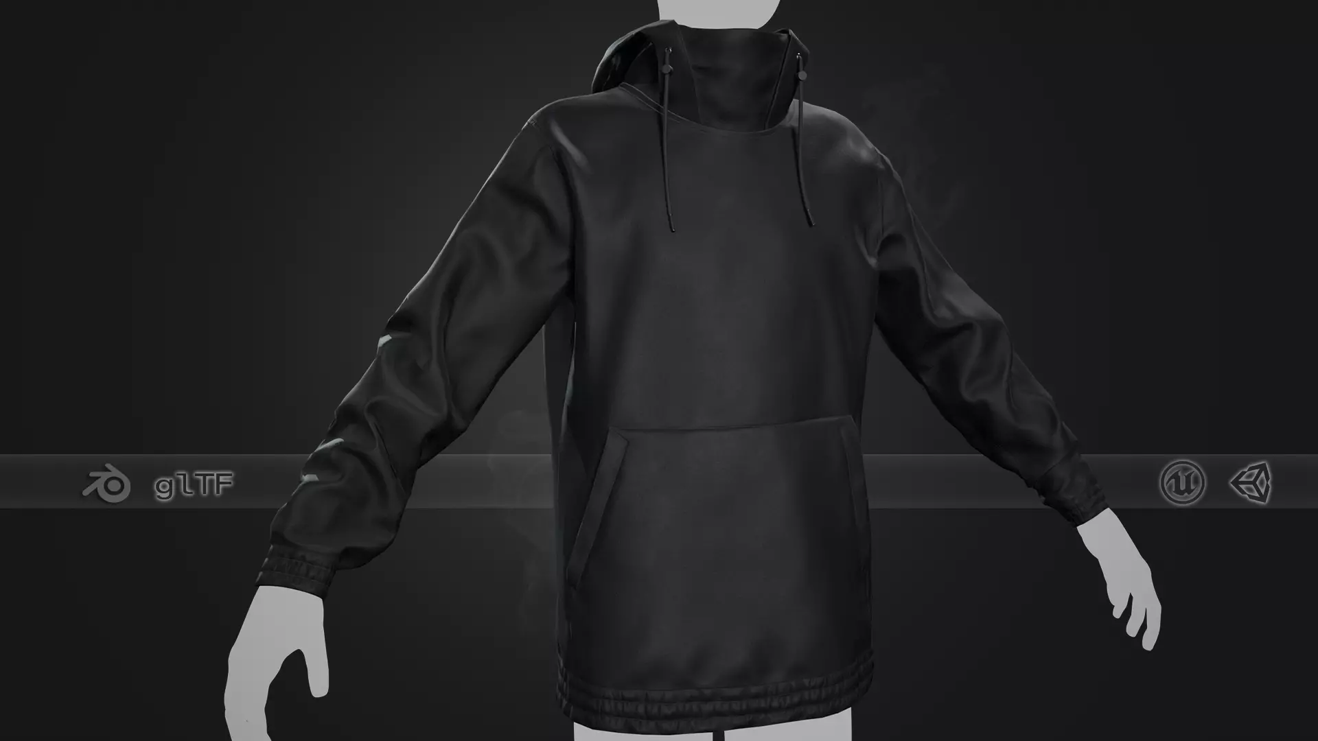Black Snowboard Hoodie Style 2 Low-poly 3D model_0
