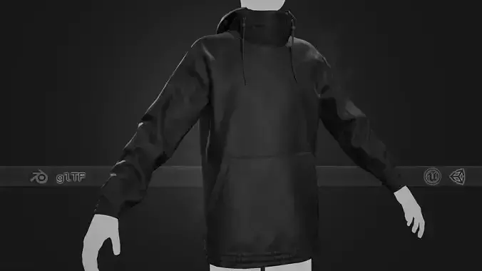 Black Snowboard Hoodie Style 2 Low-poly 3D model Black Snowboard Hoodie Style 2 Low-poly 3D model