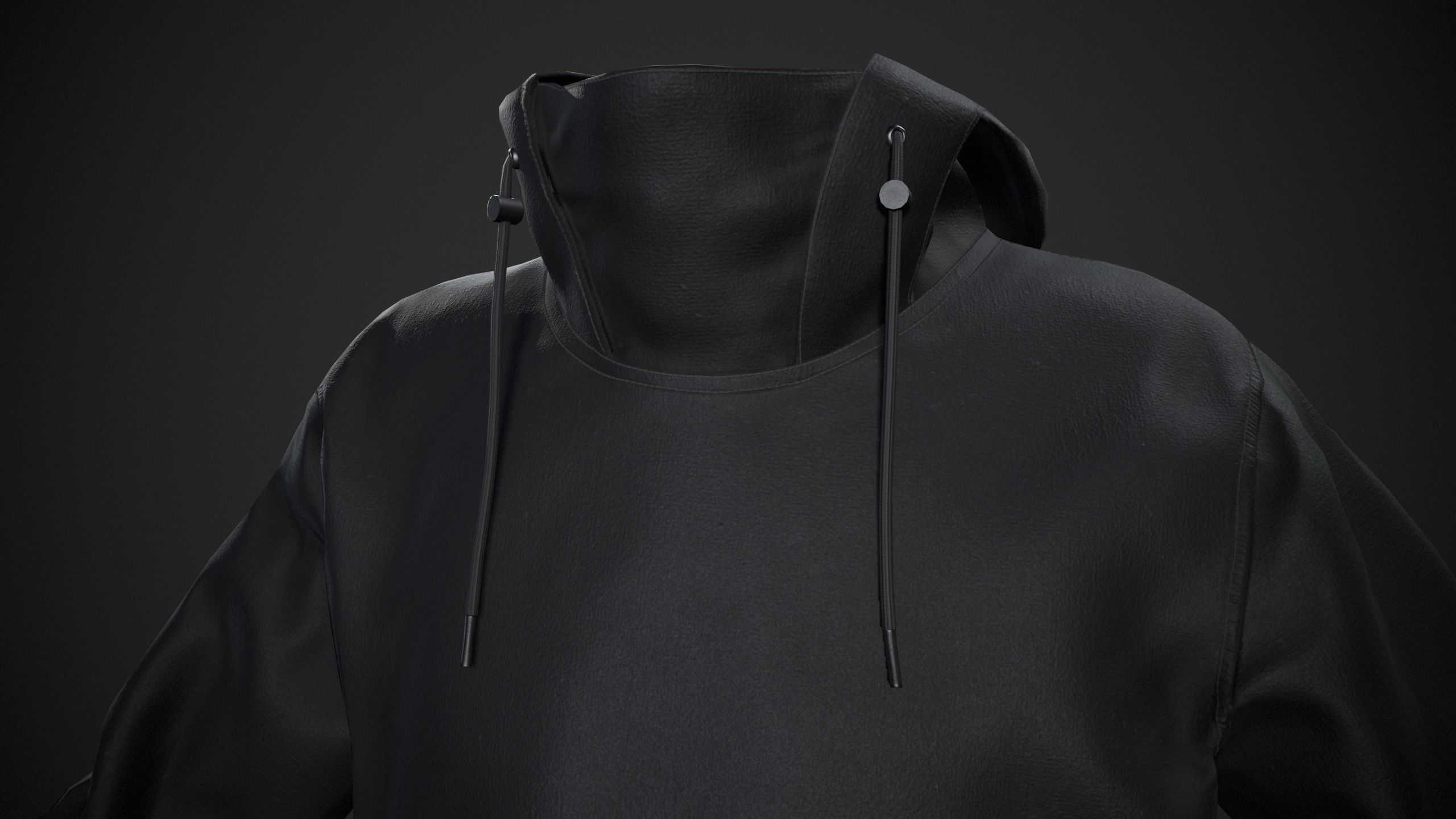 Black Snowboard Hoodie Style 2 Low-poly 3D model_6