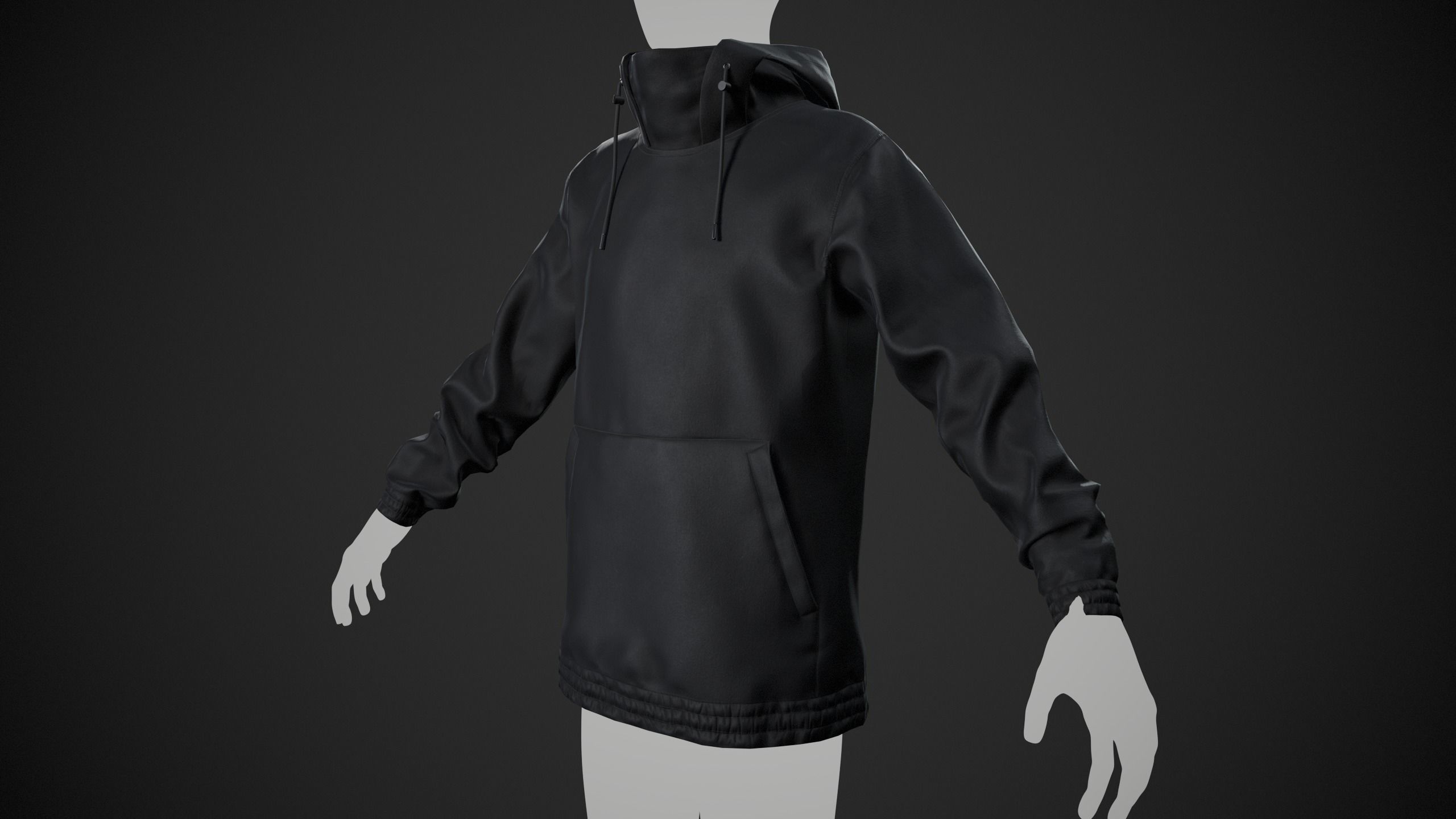 Black Snowboard Hoodie Style 2 Low-poly 3D model_1