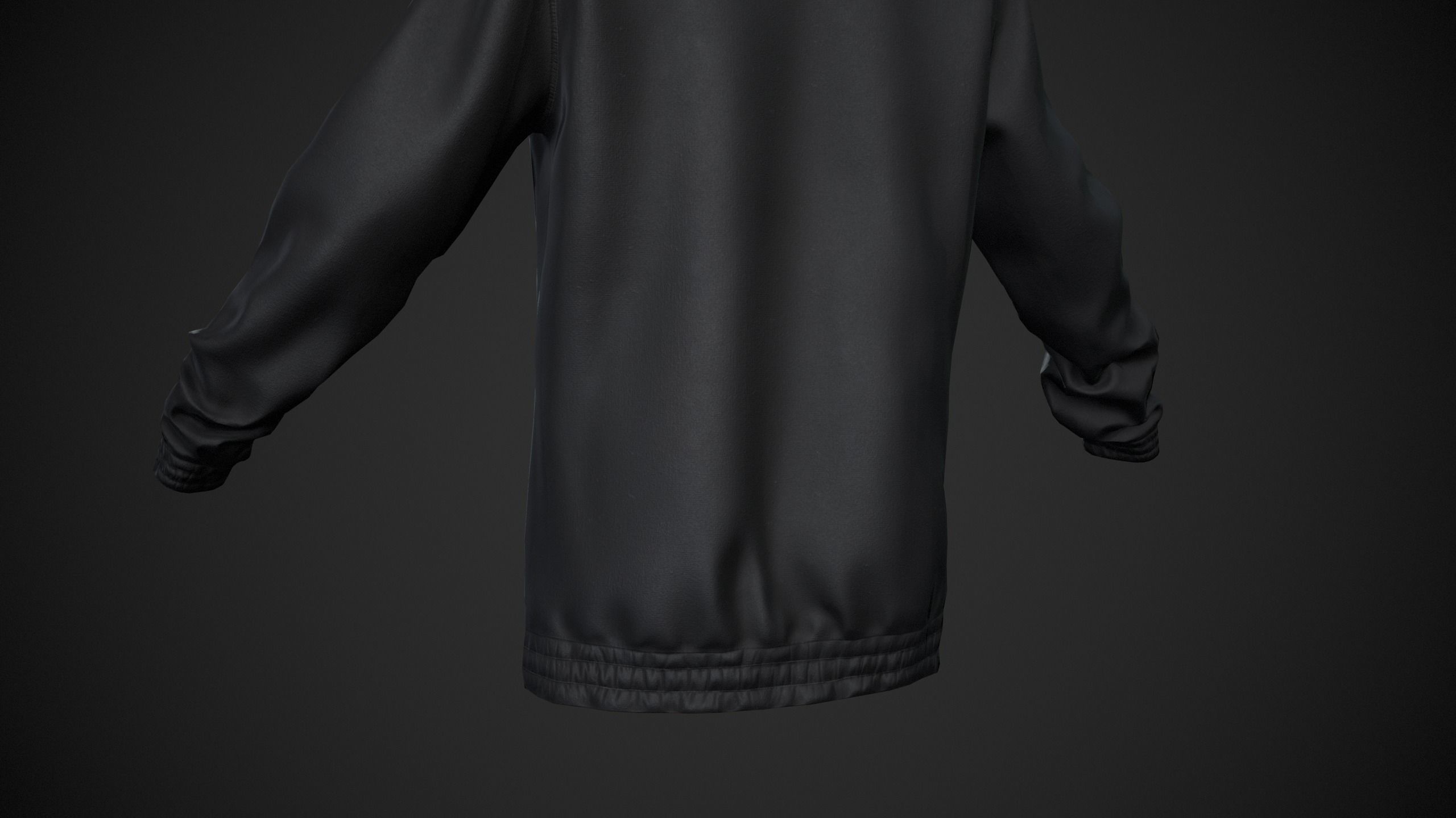 Black Snowboard Hoodie Style 2 Low-poly 3D model_9