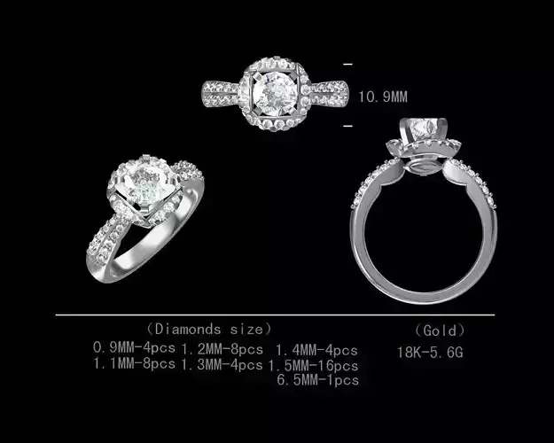 Diamond engagement ring for women 3D model