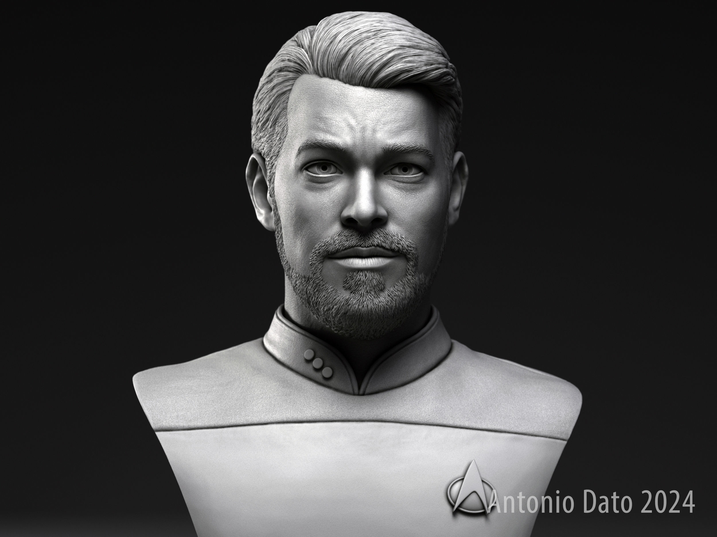 Jonathan Frakes as William Riker Bust Printable 3D Model 3D print model_6