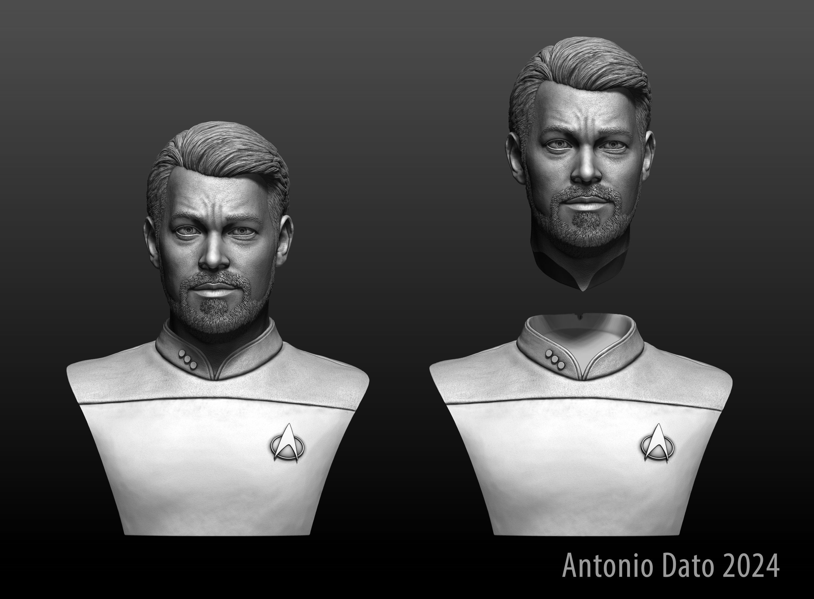 Jonathan Frakes as William Riker Bust Printable 3D Model 3D print model_11