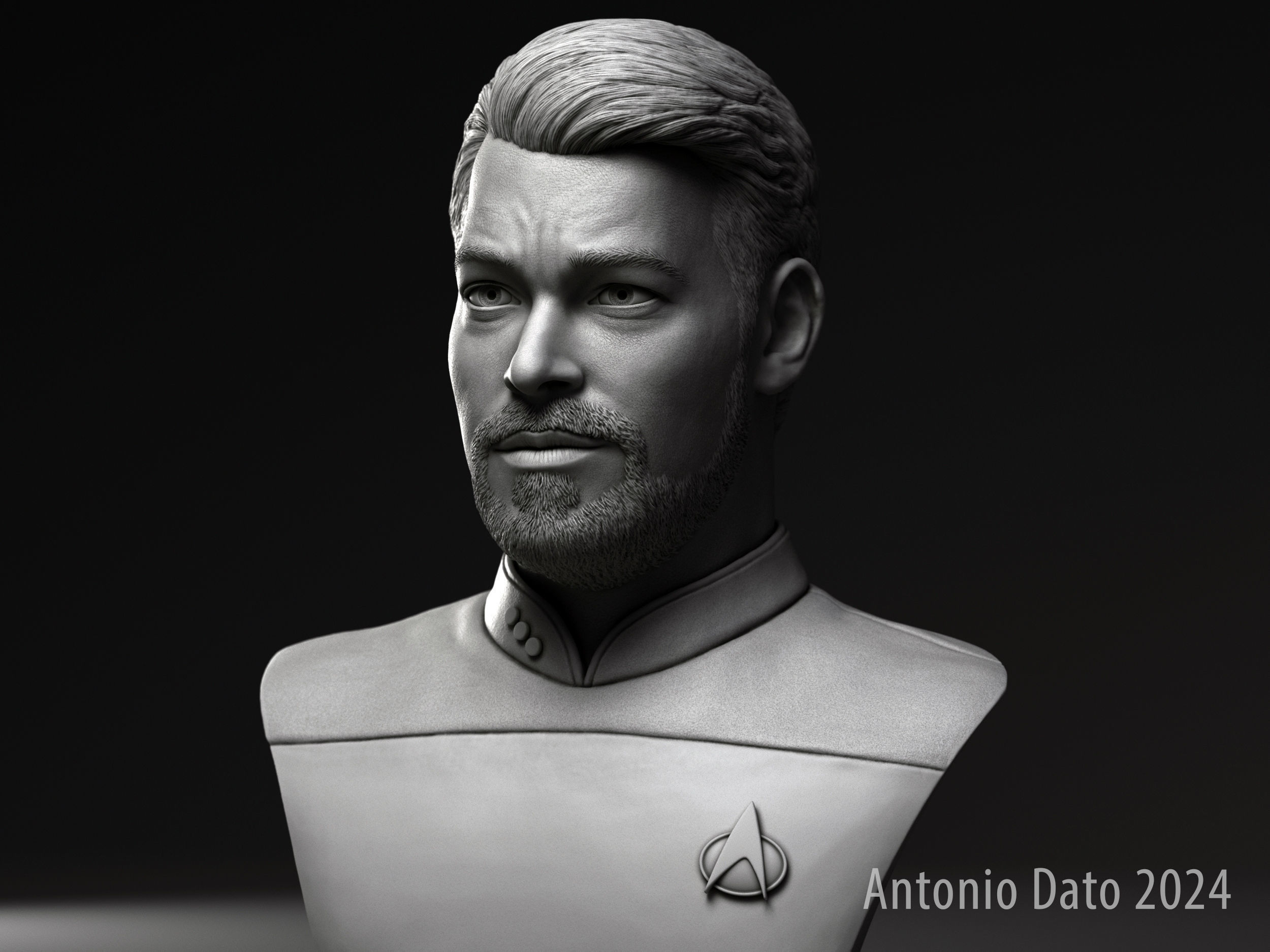 Jonathan Frakes as William Riker Bust Printable 3D Model 3D print model_7