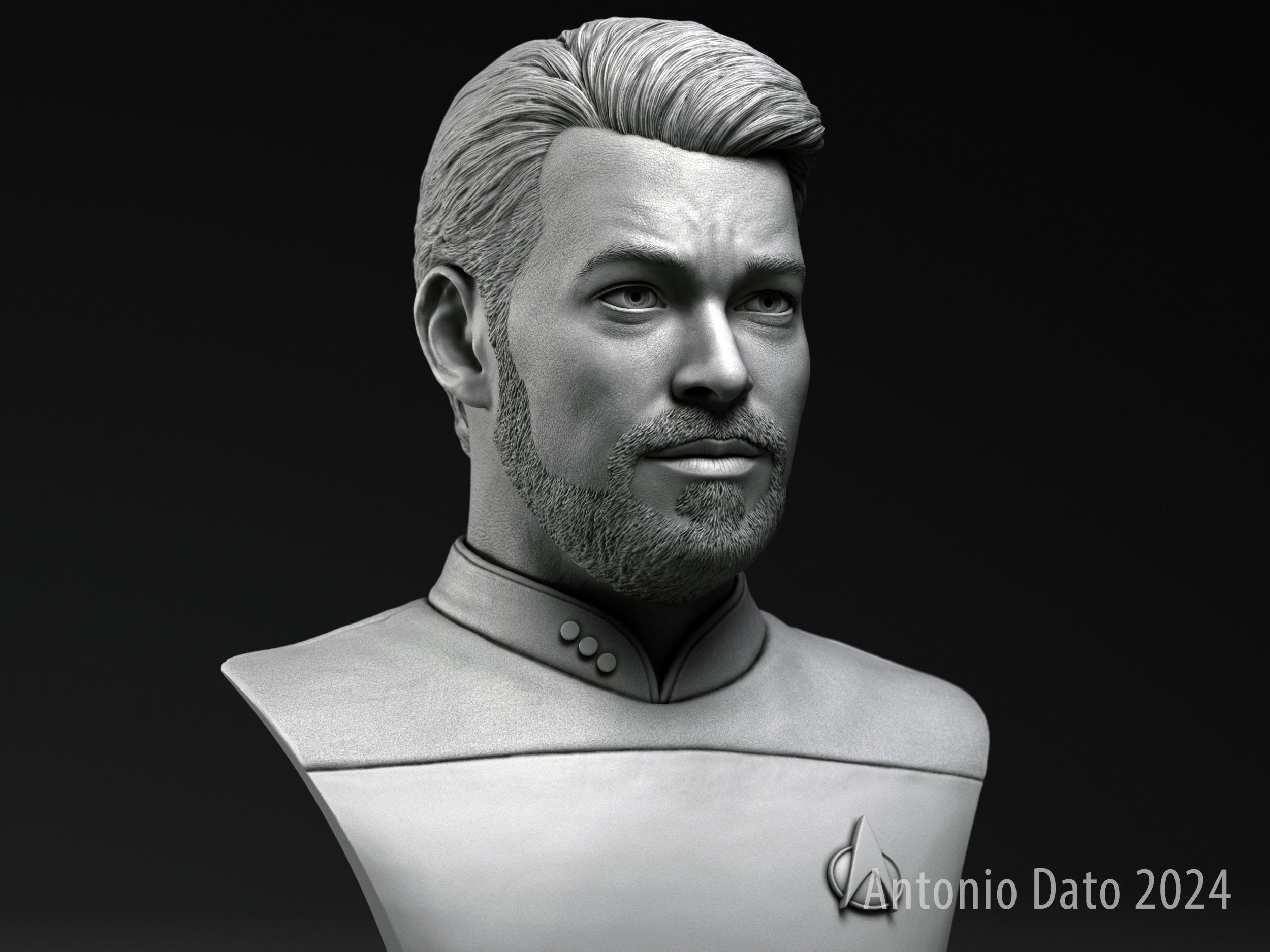 Jonathan Frakes as William Riker Bust Printable 3D Model 3D print model_5