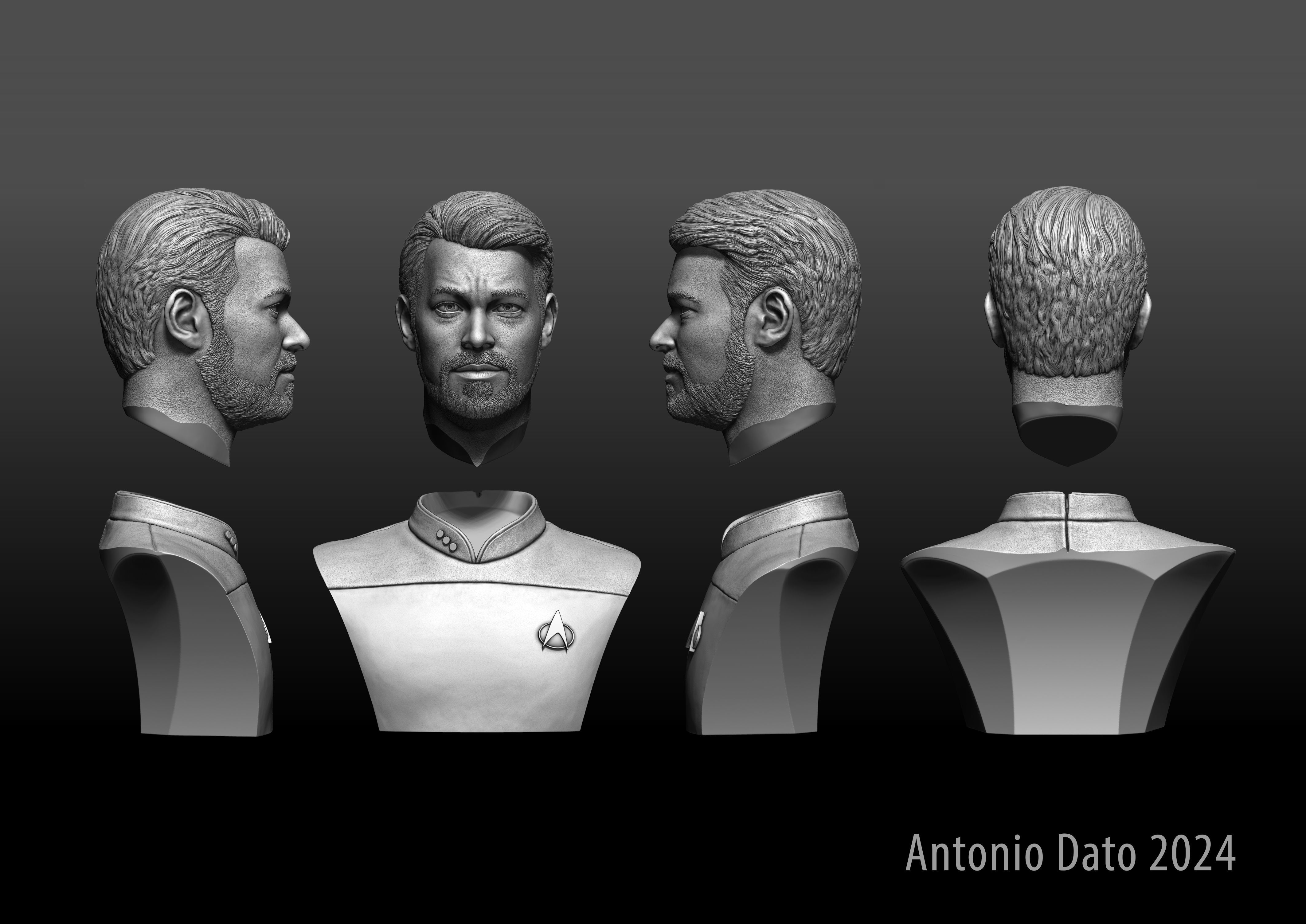 Jonathan Frakes as William Riker Bust Printable 3D Model 3D print model_10