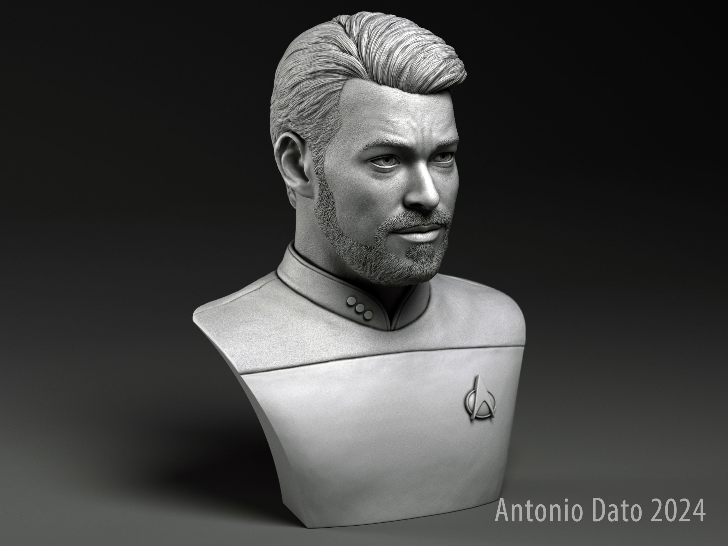 Jonathan Frakes as William Riker Bust Printable 3D Model 3D print model_4