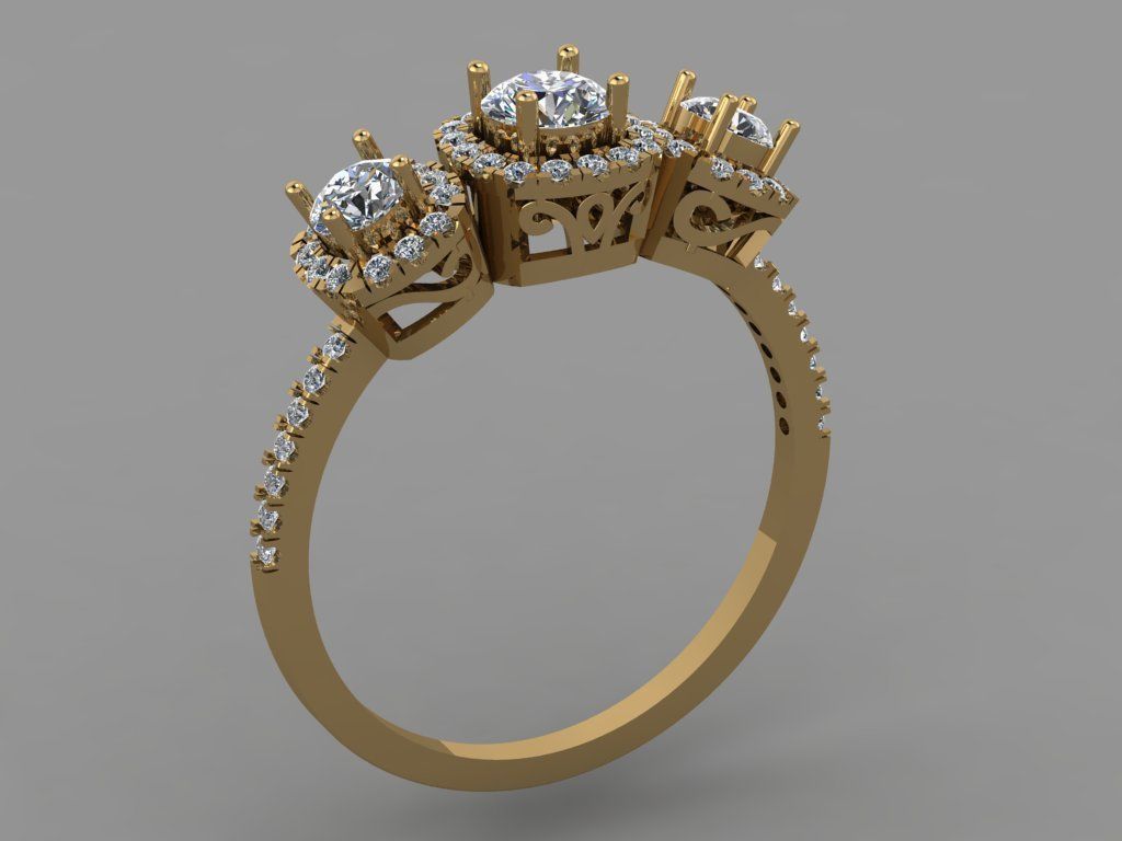 Gold ring 3D print model_2