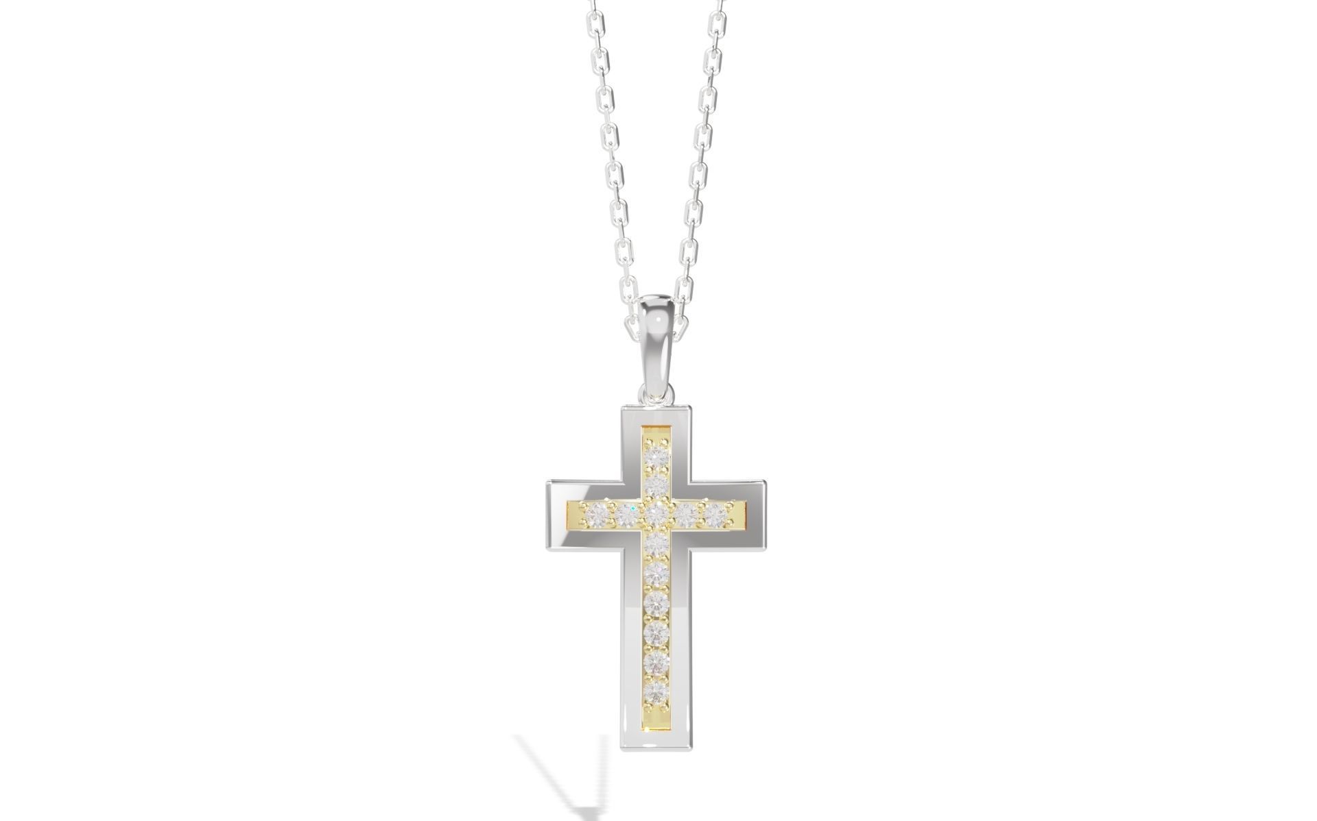 TWO TONED CROSS PENDANT 3D print model_7