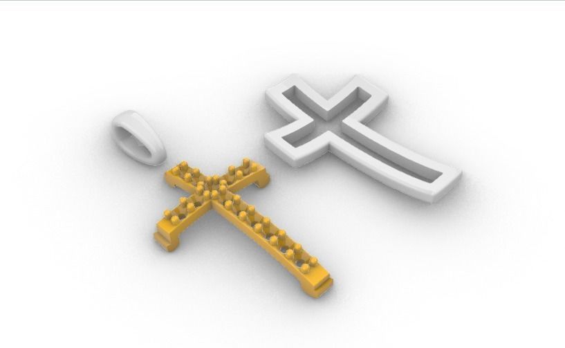 TWO TONED CROSS PENDANT 3D print model_6