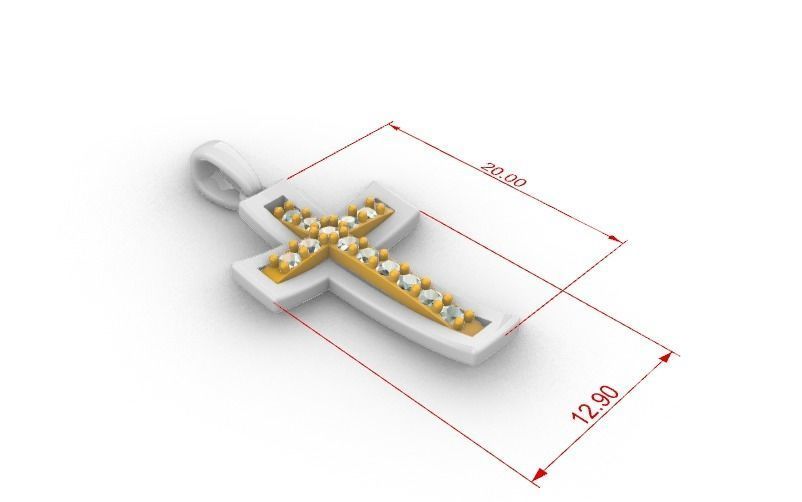 TWO TONED CROSS PENDANT 3D print model_4