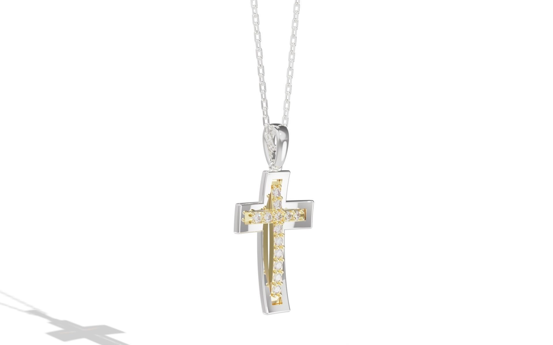 TWO TONED CROSS PENDANT 3D print model_2