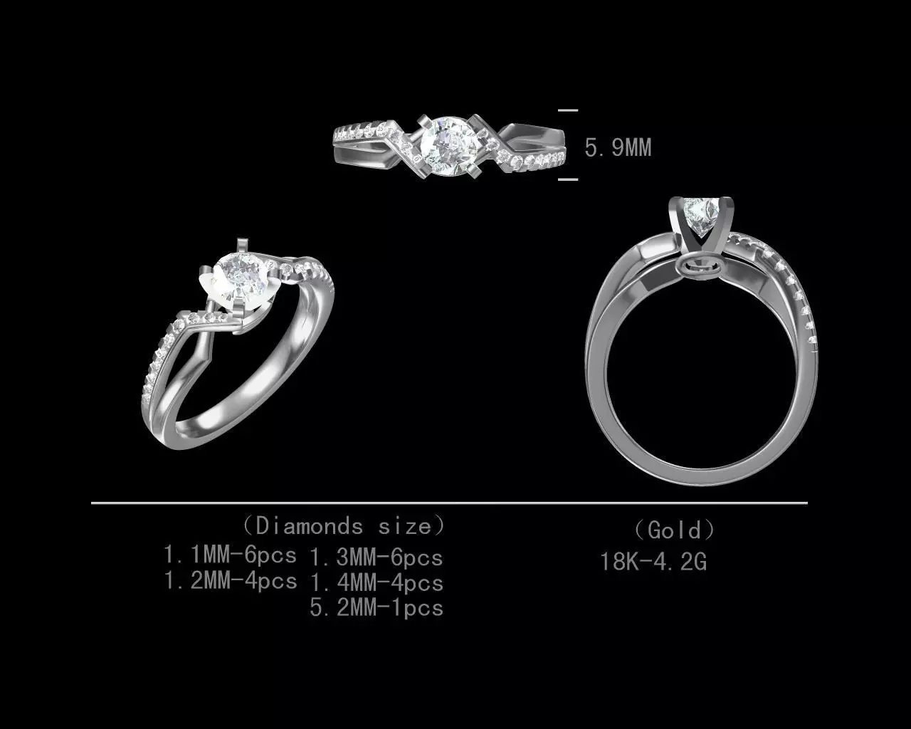 Fancy diamond engagement ring for women 3D model Free 3D print model